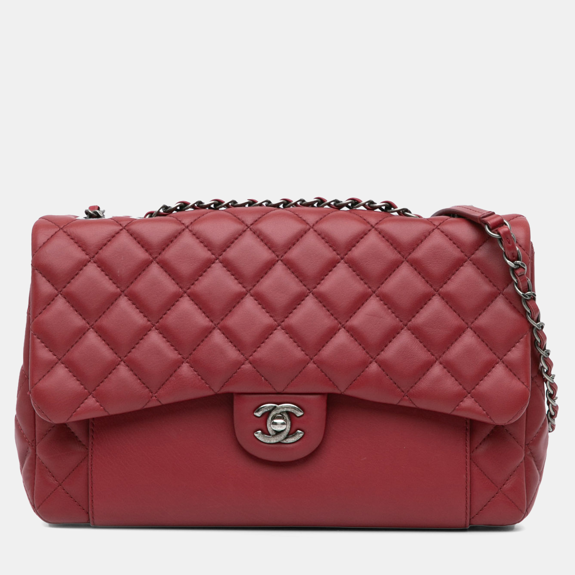 

Chanel Red CC Quilted Lambskin Single Flap