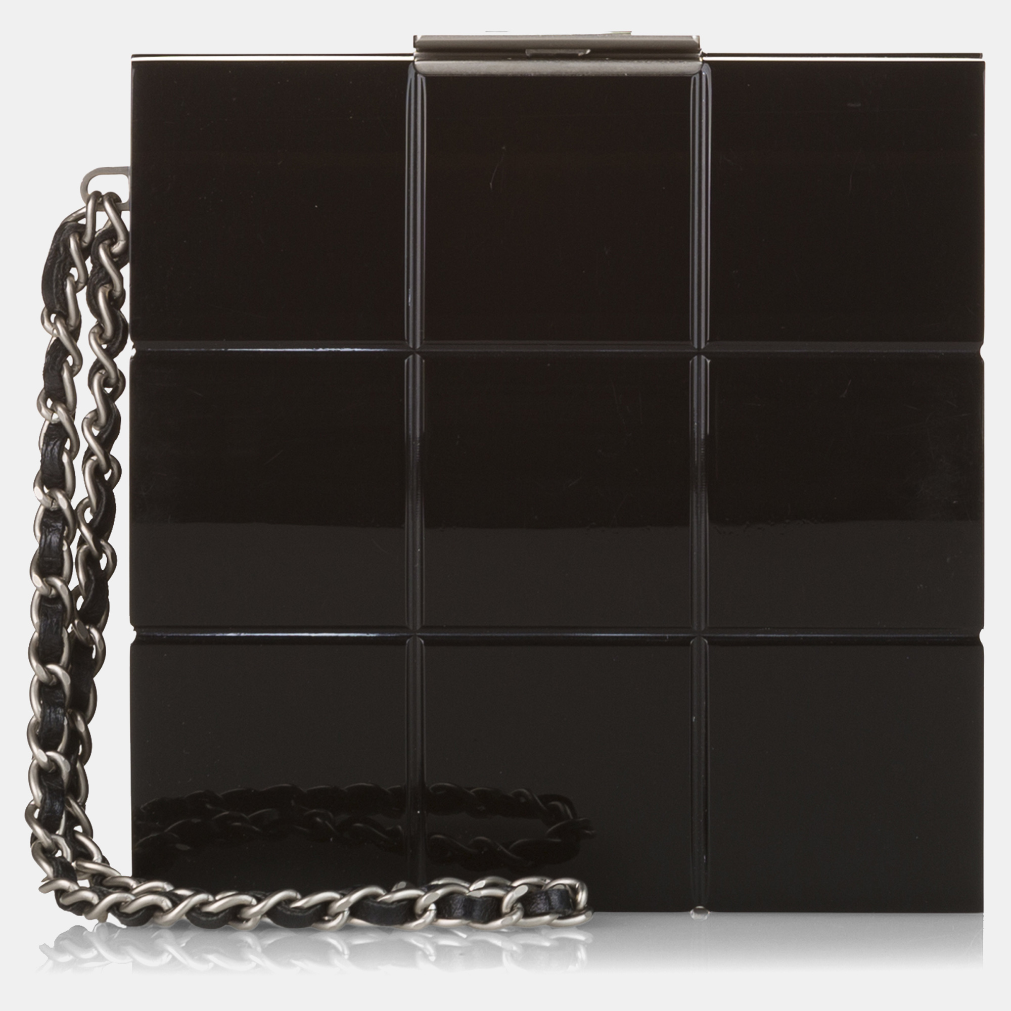 Pre-owned Chanel Black Choco Bar Lucite Perspex Clutch