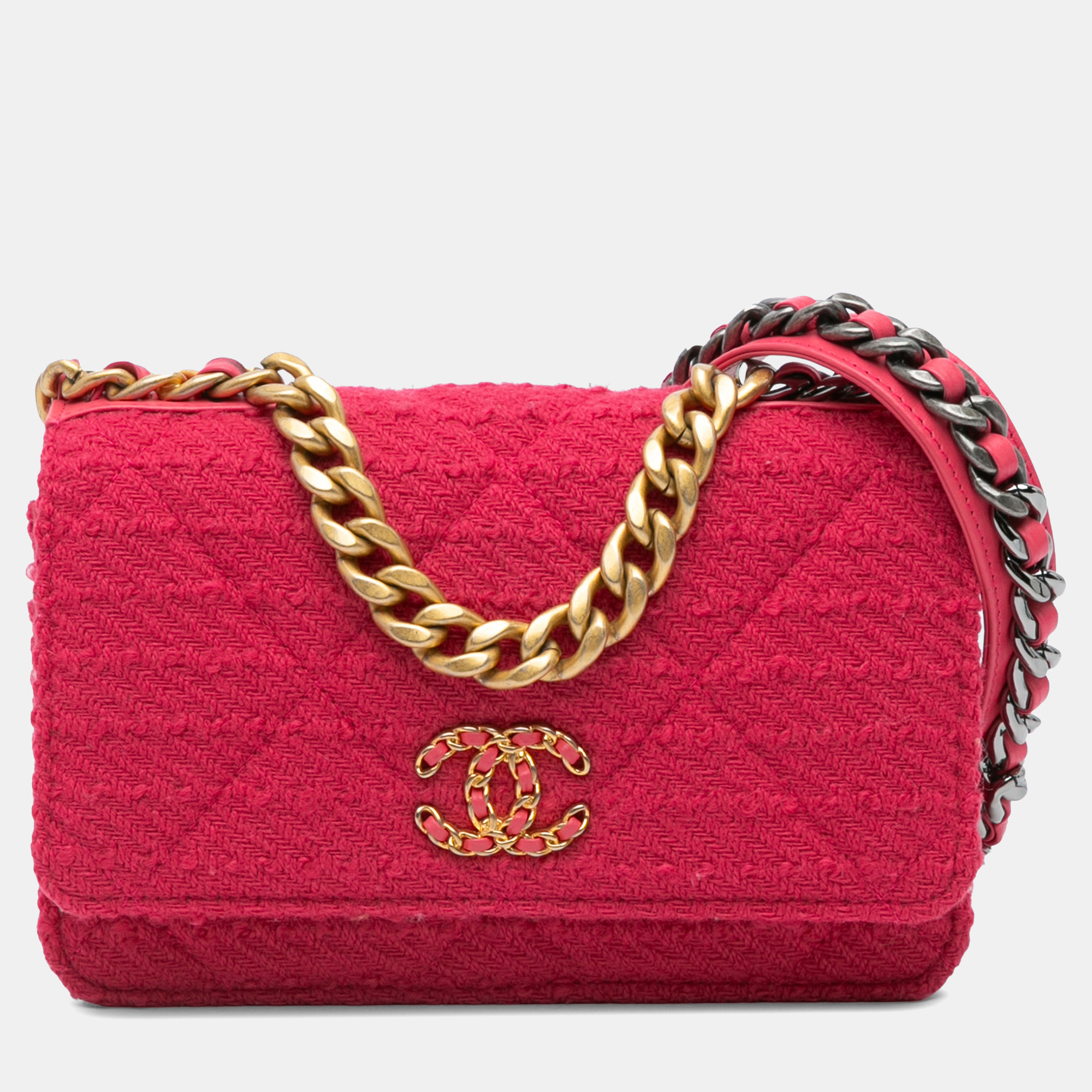 Chanel Pink Tweed 19 Wallet On Chain