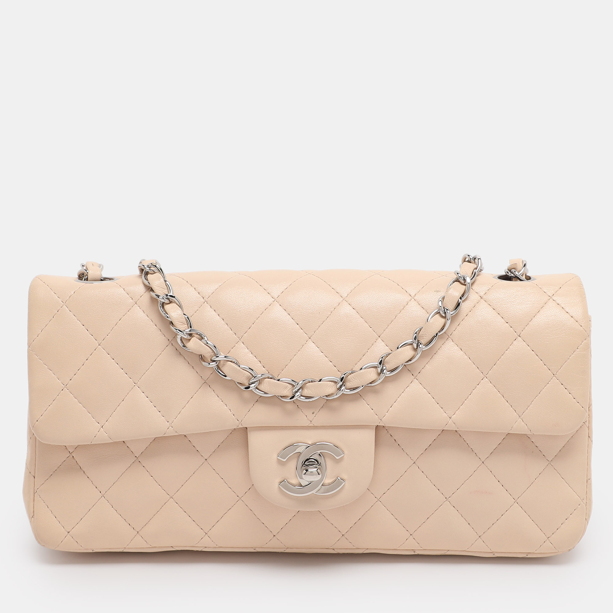 

Chanel Light Beige Quilted Leather East/West Classic Flap Bag
