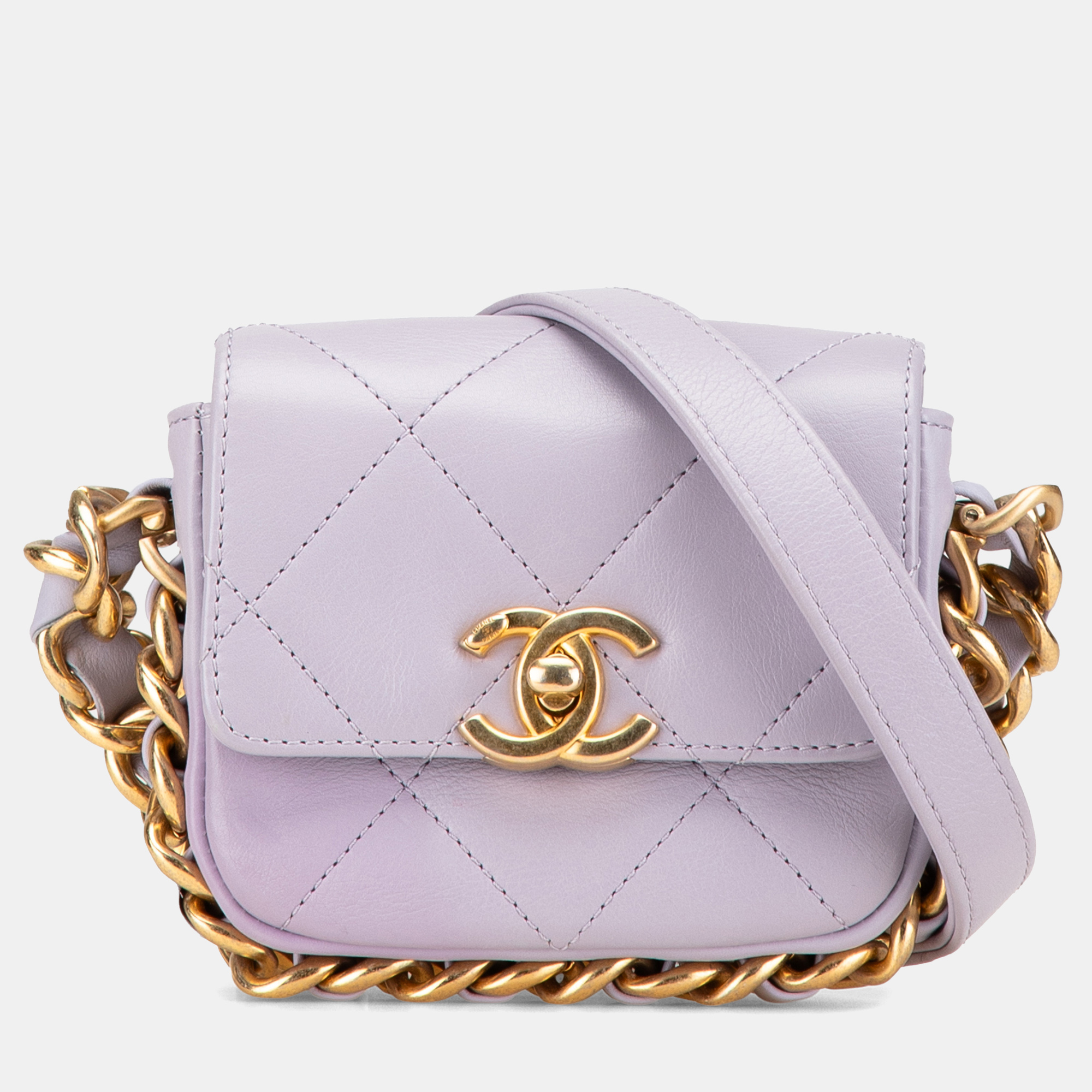 

Chanel Purple Mini Quilted Calfskin Framing Chain Flap