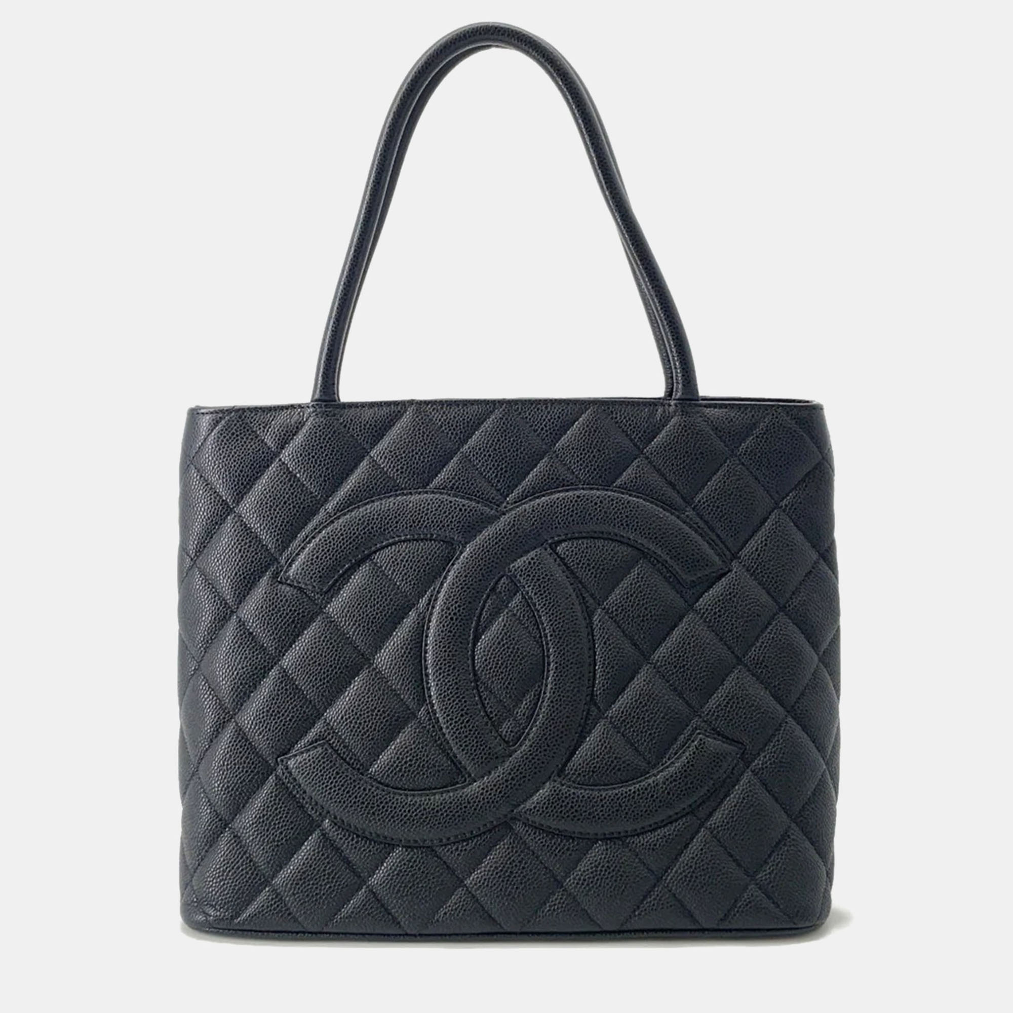 

Chanel Medallion Black Caviar Leather Tote
