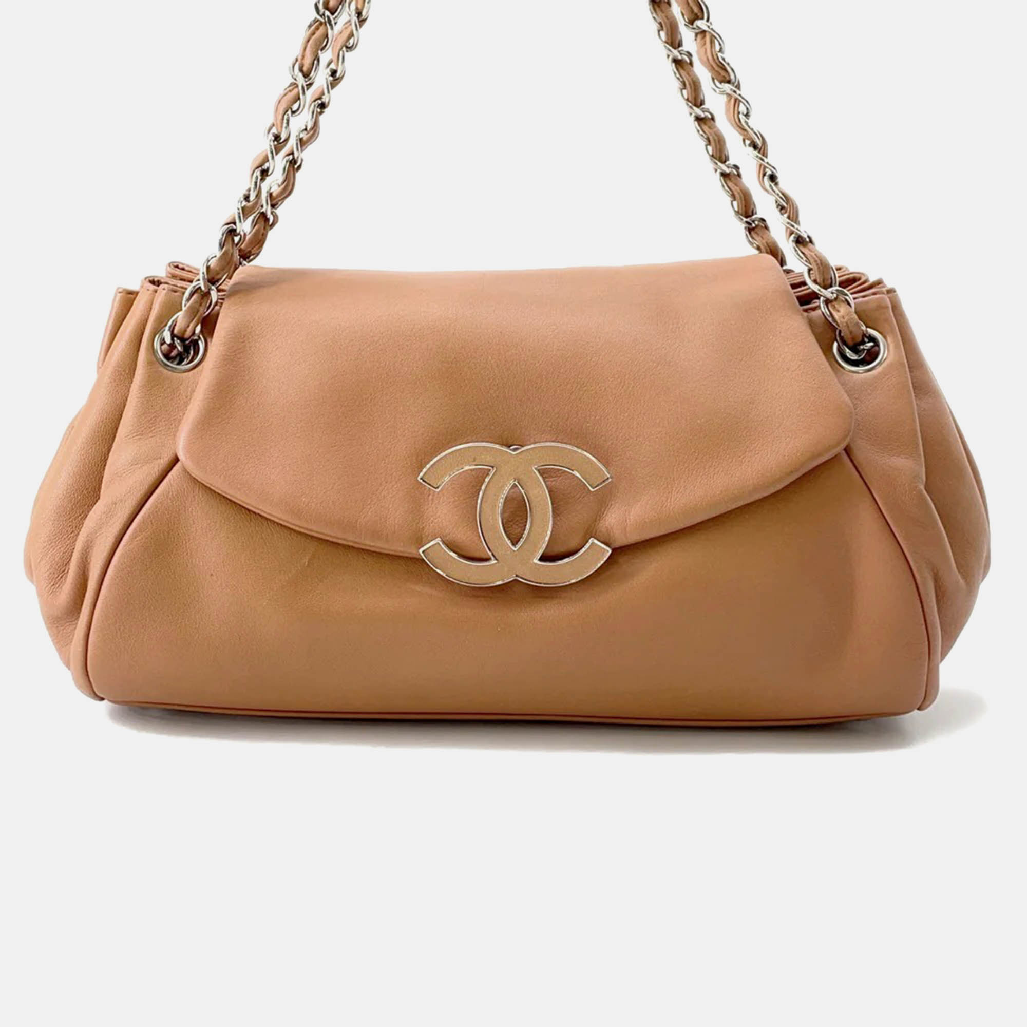 

Chanel Cc Logo Chain shoulder Bag Brown Lambskin