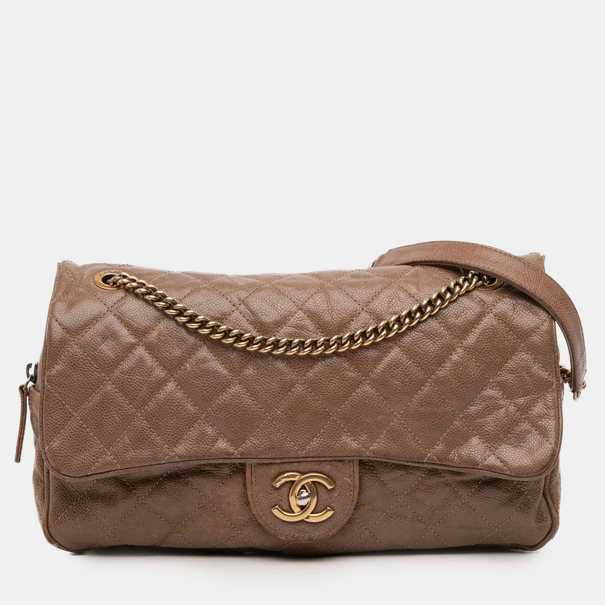 

Chanel Brown Large Quilted Caviar Shiva Flap