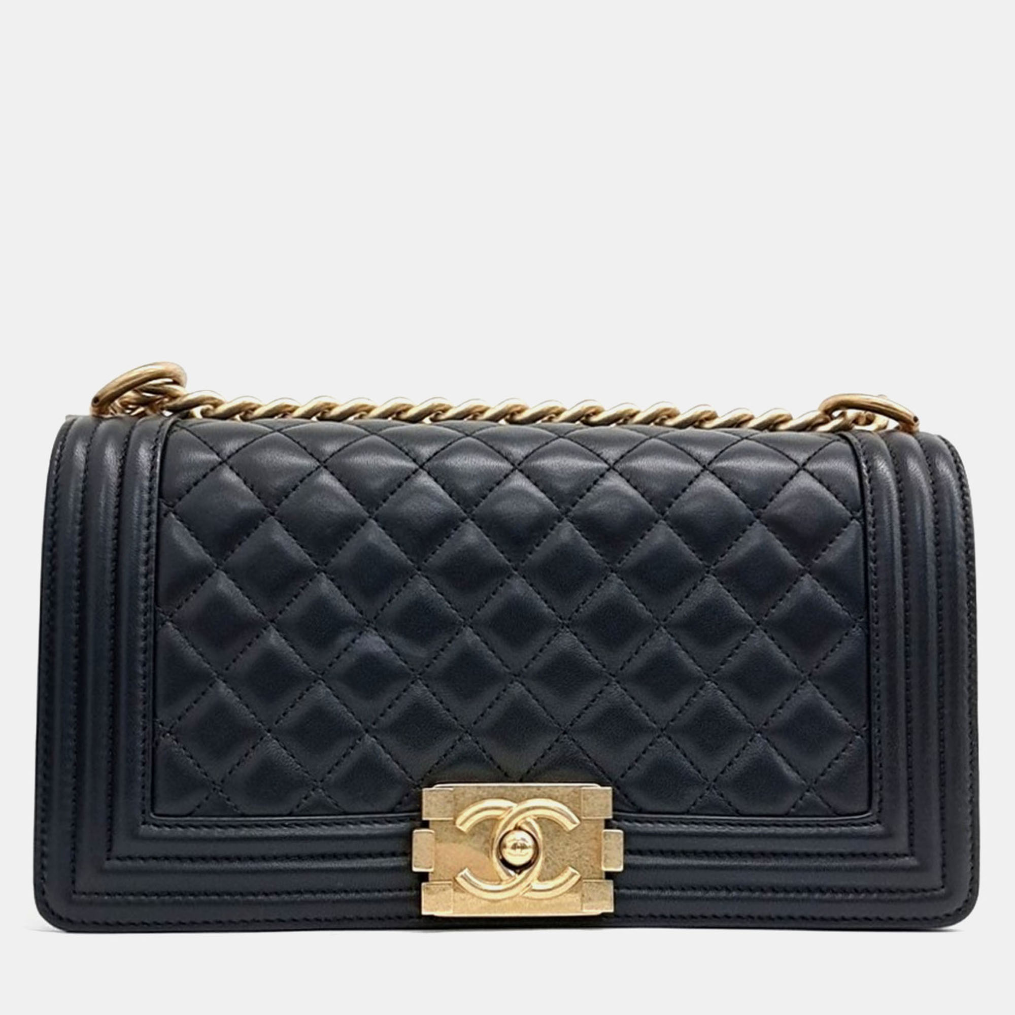 

Chanel Black Leather Lambskin Boy Bag Medium