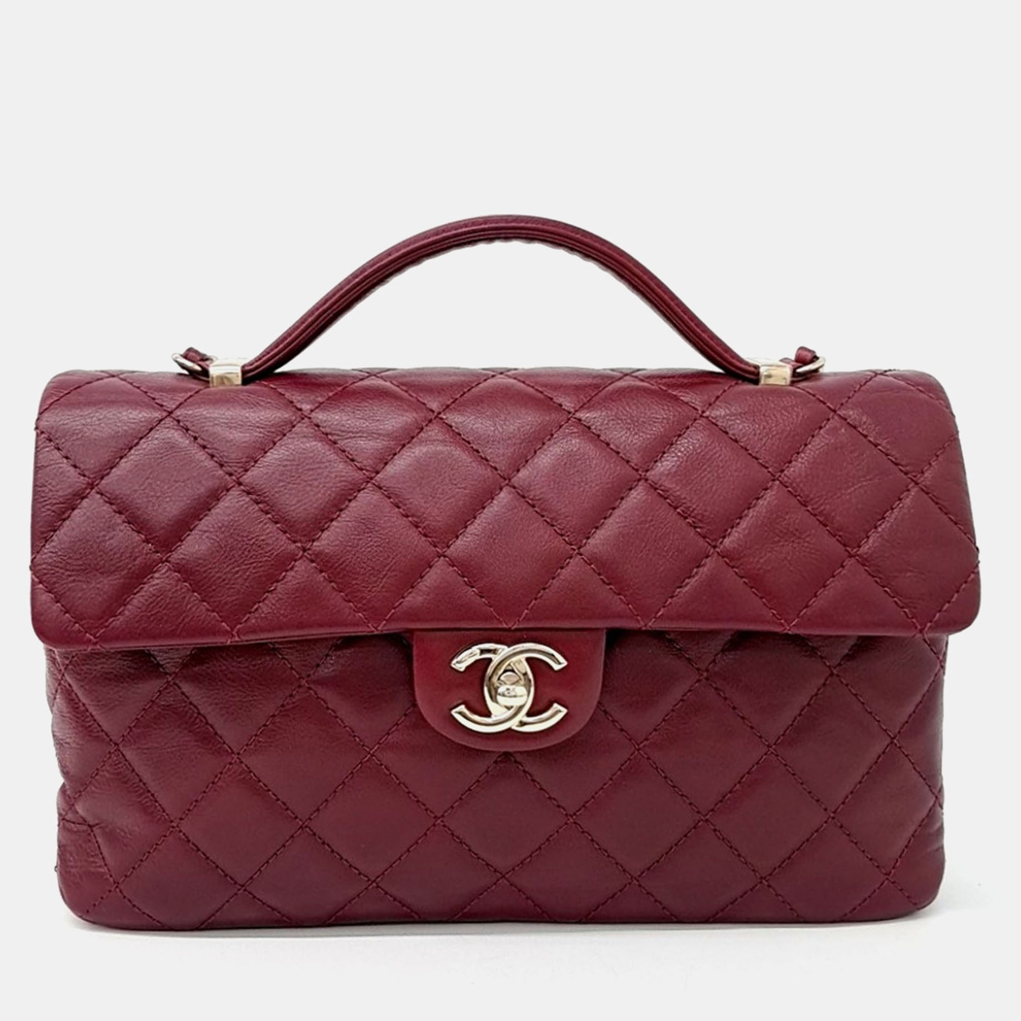 

Chanel Burgundy Leather top handle chain shoulder bag