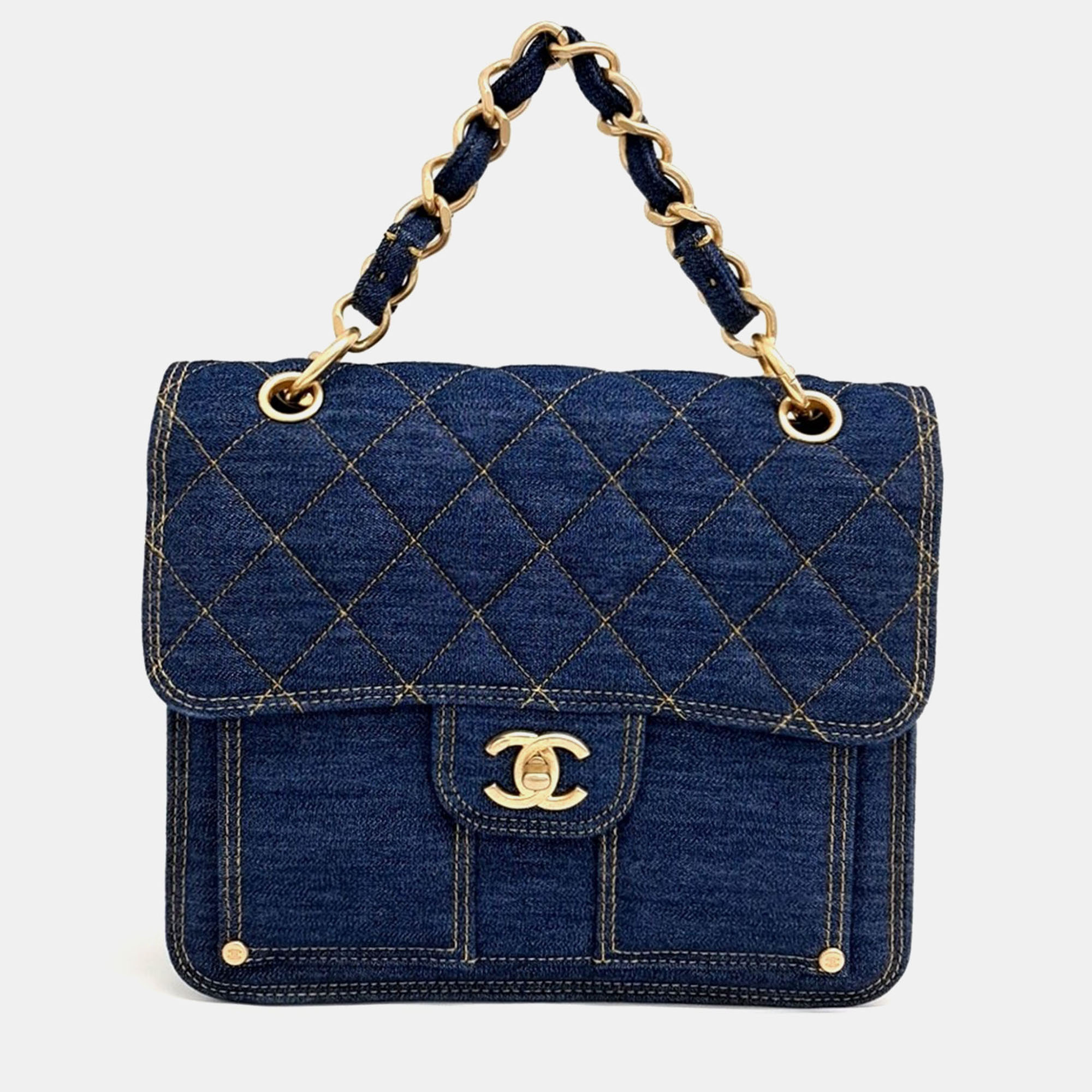 

Chanel Blue Denim Denim Square Backpack