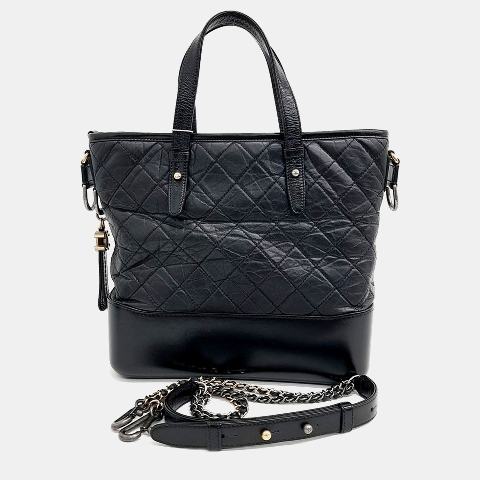 Pre-owned Chanel Black Leather Gabrielle Tote And Shoulder Bag