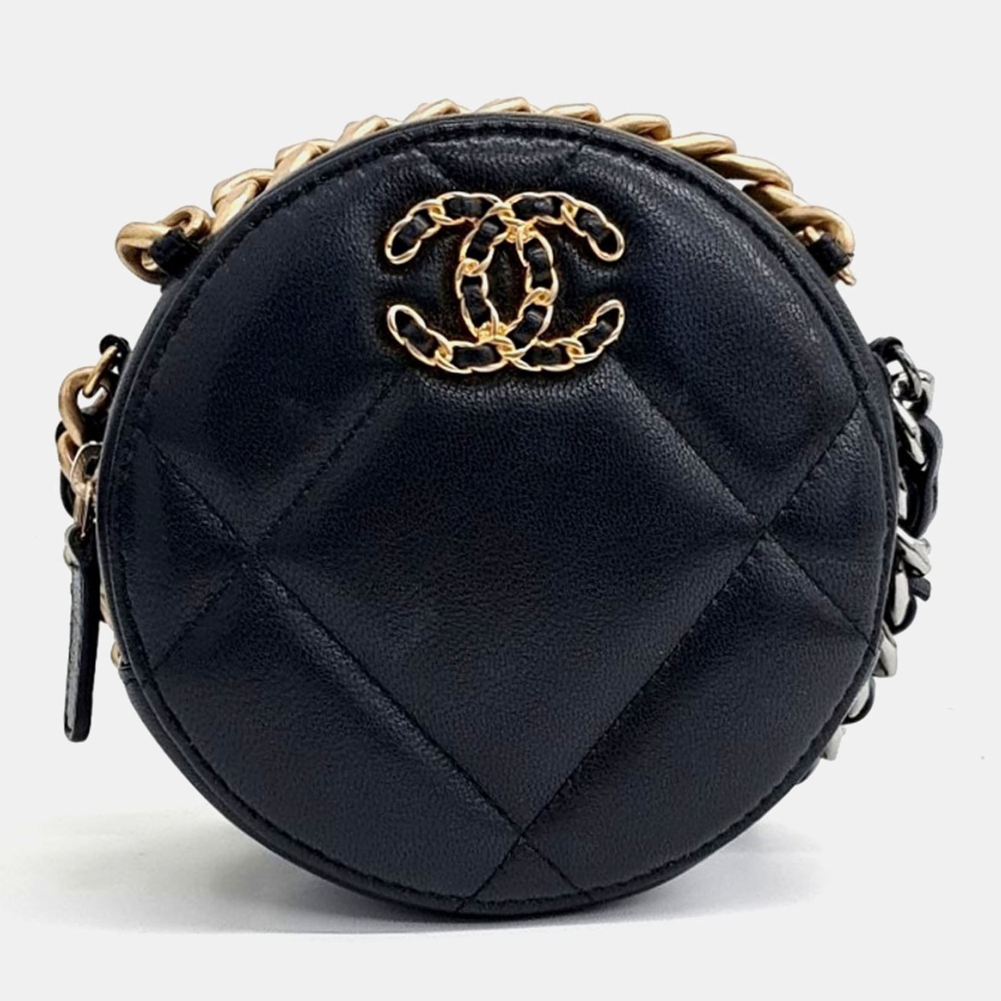 

Chanel Black Leather 19 Round Mini Crossbody Bag