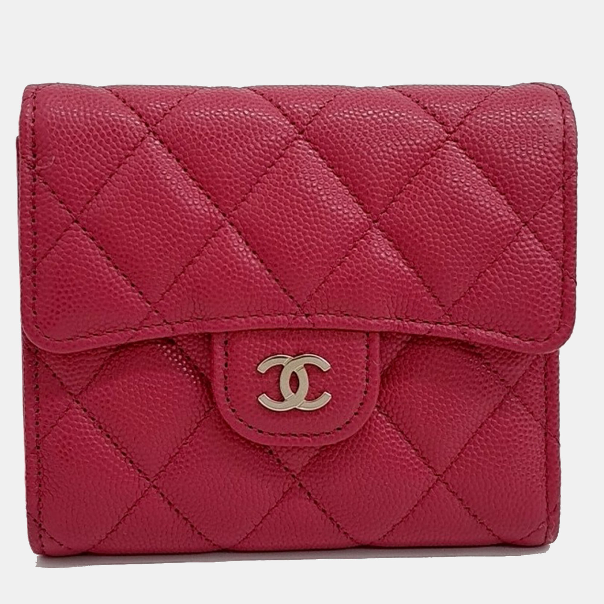 Pre-owned Chanel Pink Caviar Leather Caviar Bifold Wallet