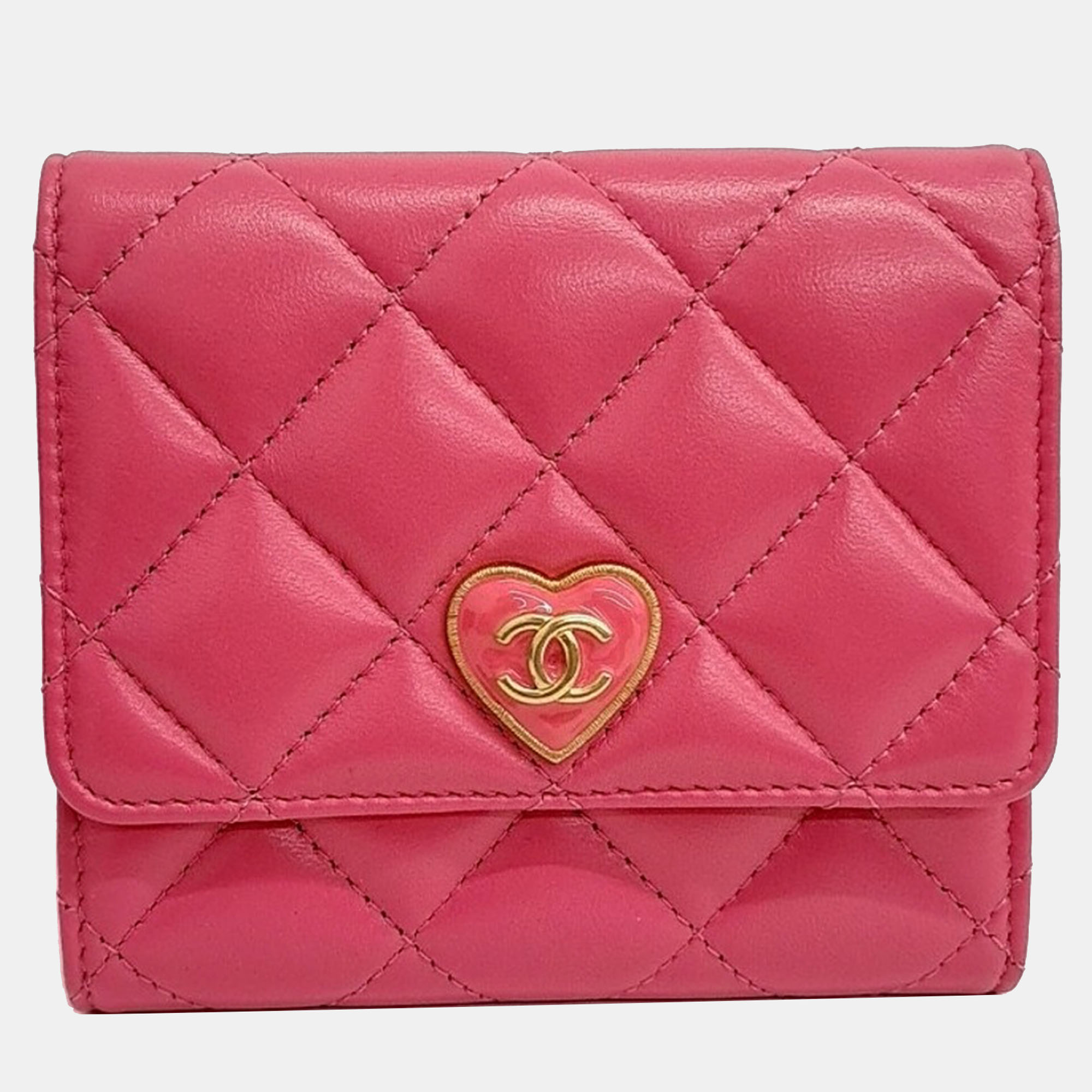 

Chanel Pink Leather Heart Half Wallet