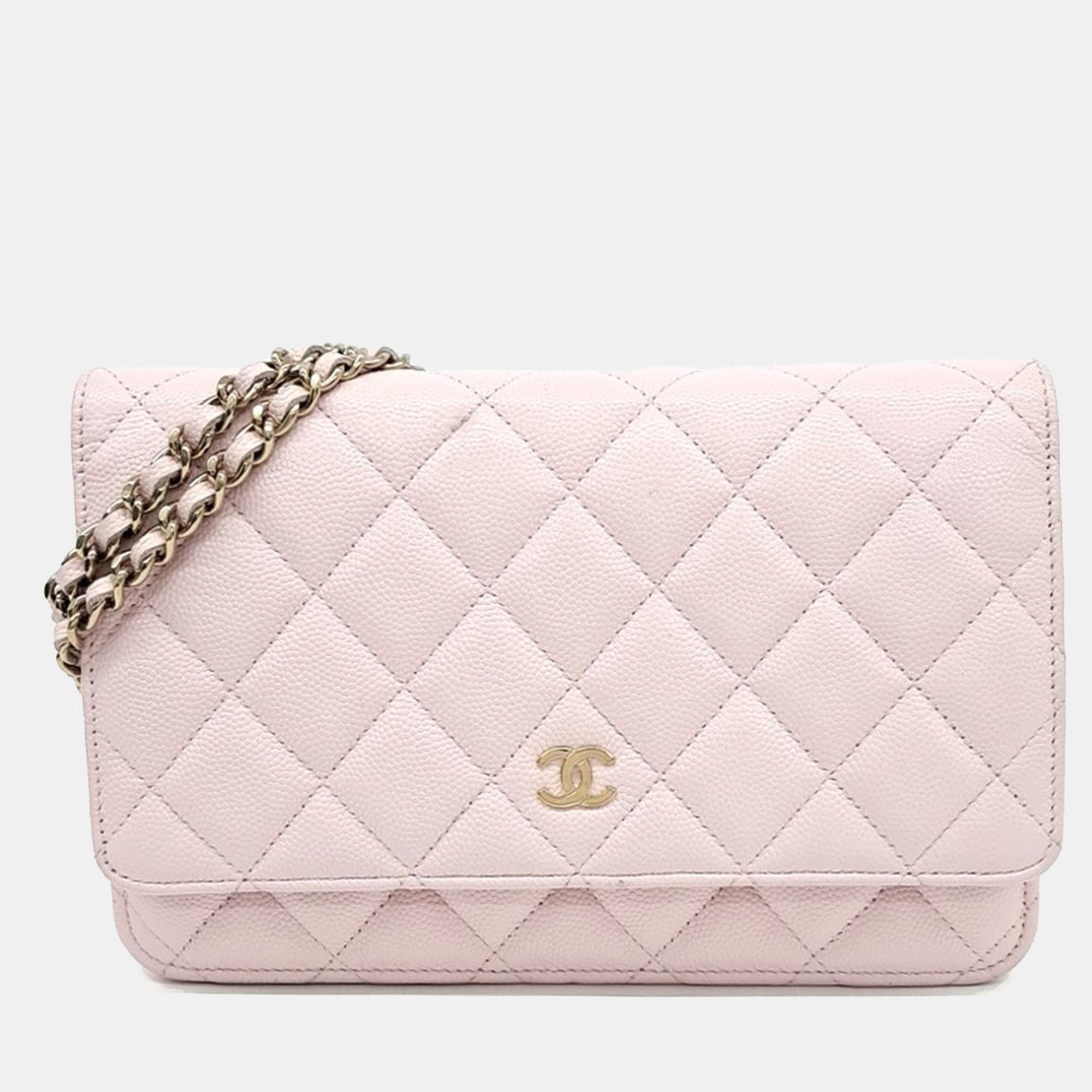 

Chanel Pink Leather Caviar WOC Mini Crossbody Bag