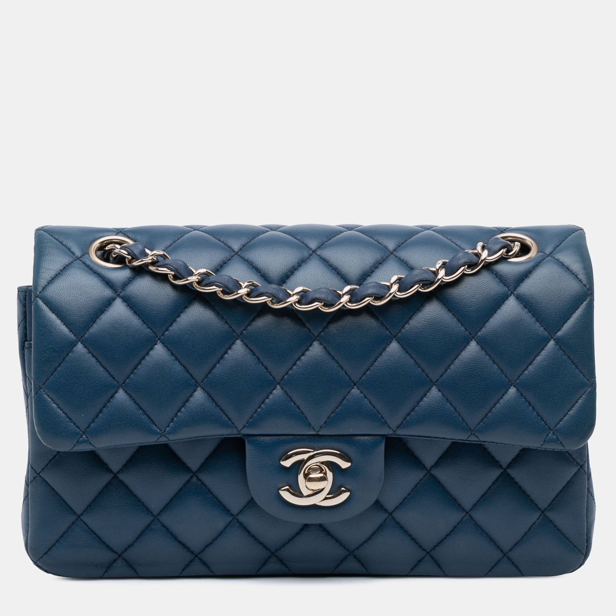

Chanel Blue Small Classic Lambskin Double Flap