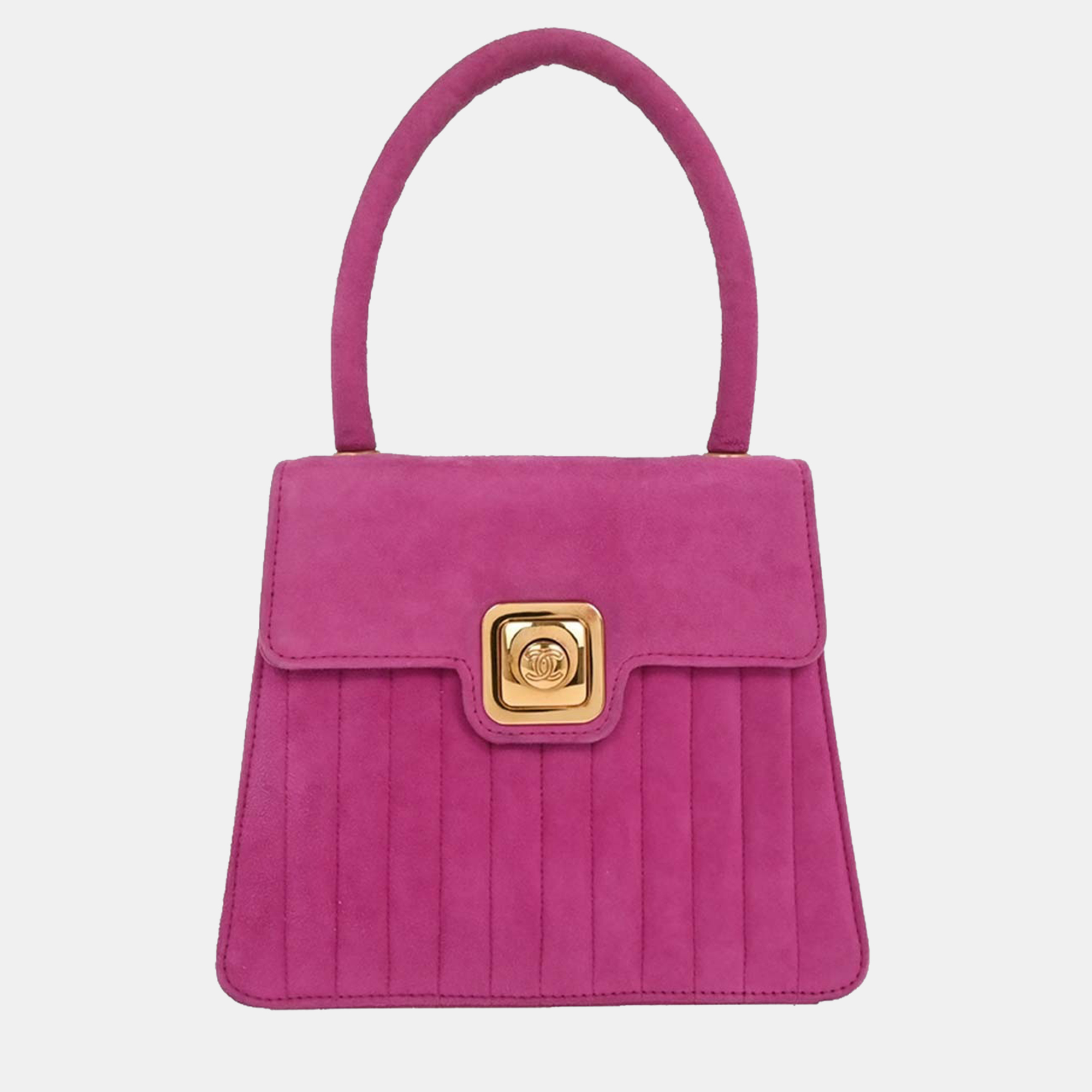 

Chanel Pink Suede Mademoiselle Top Handle Handbag
