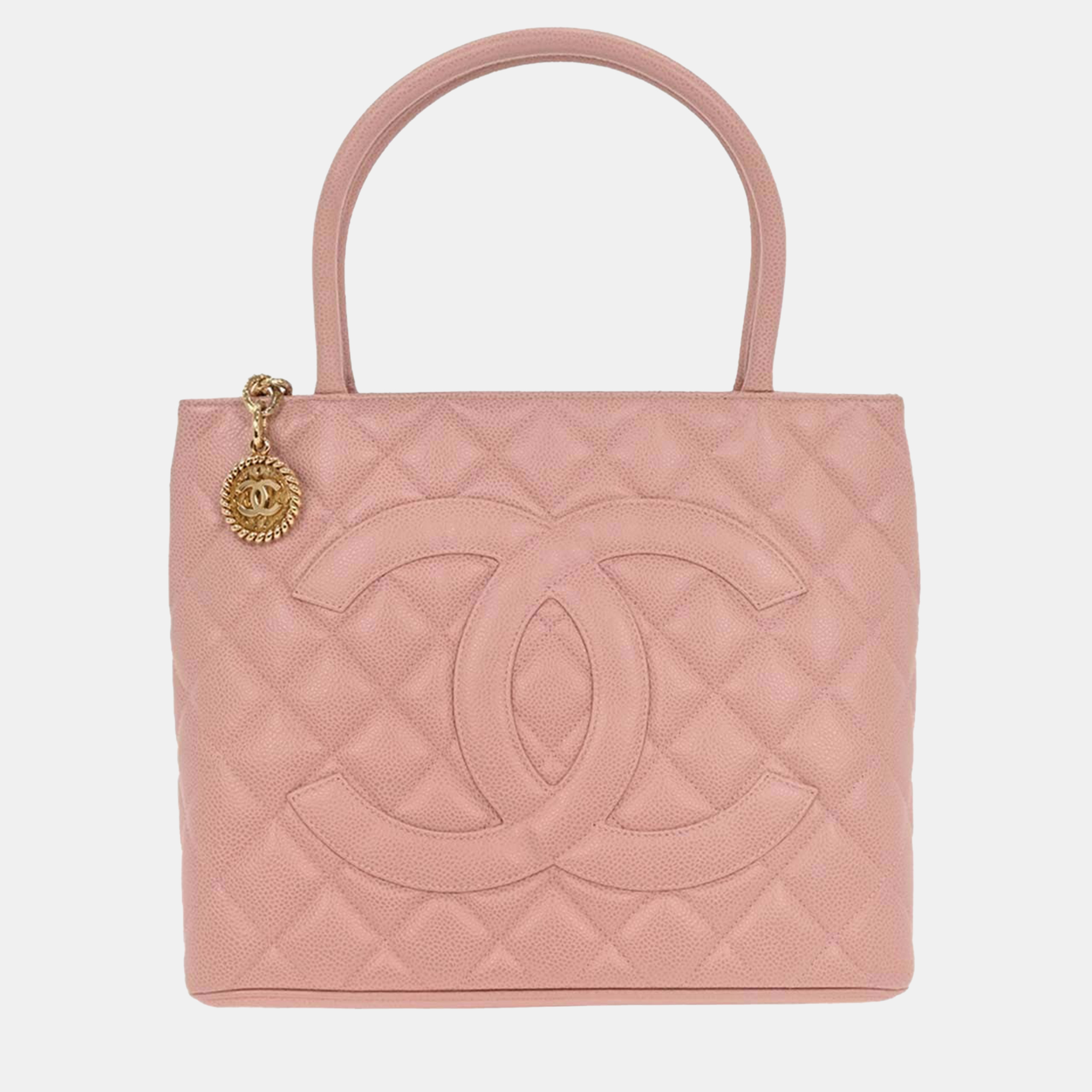 

Chanel Pink Calfskin Medallion Tote Handbag