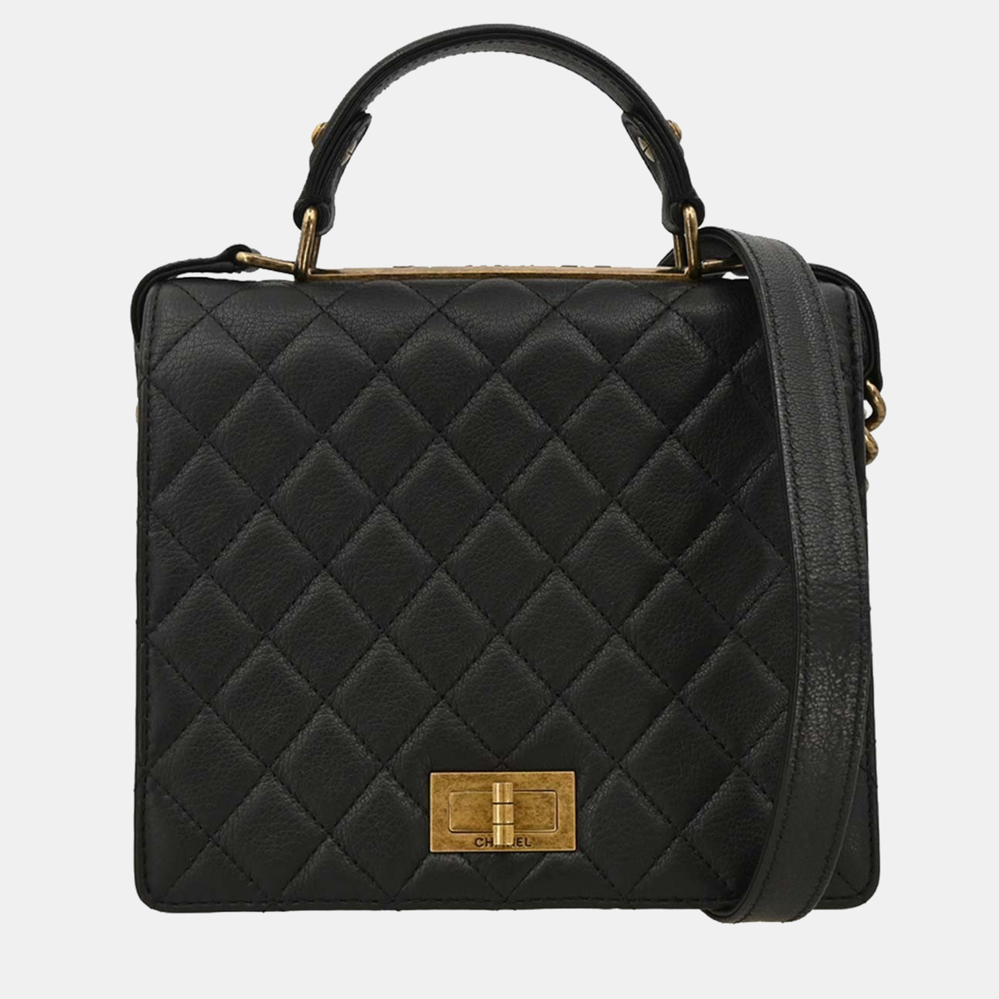 

Chanel Black Goatskin Rita Flap Mademoiselle Lock 2way Handbag