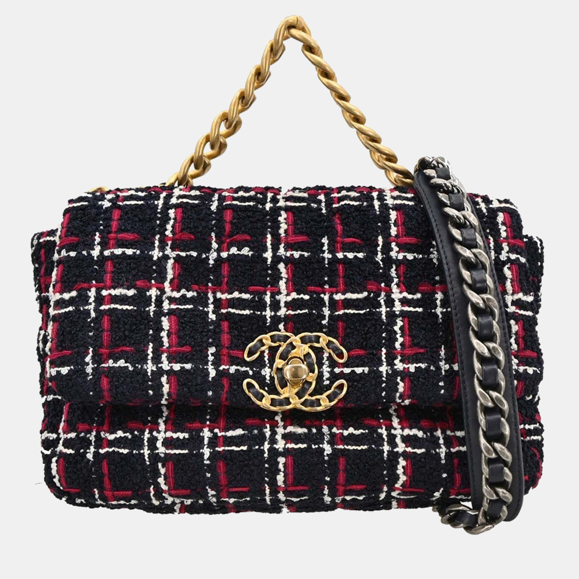 

Chanel Navy Tweed Chanel 19 2way Handbag, Navy blue