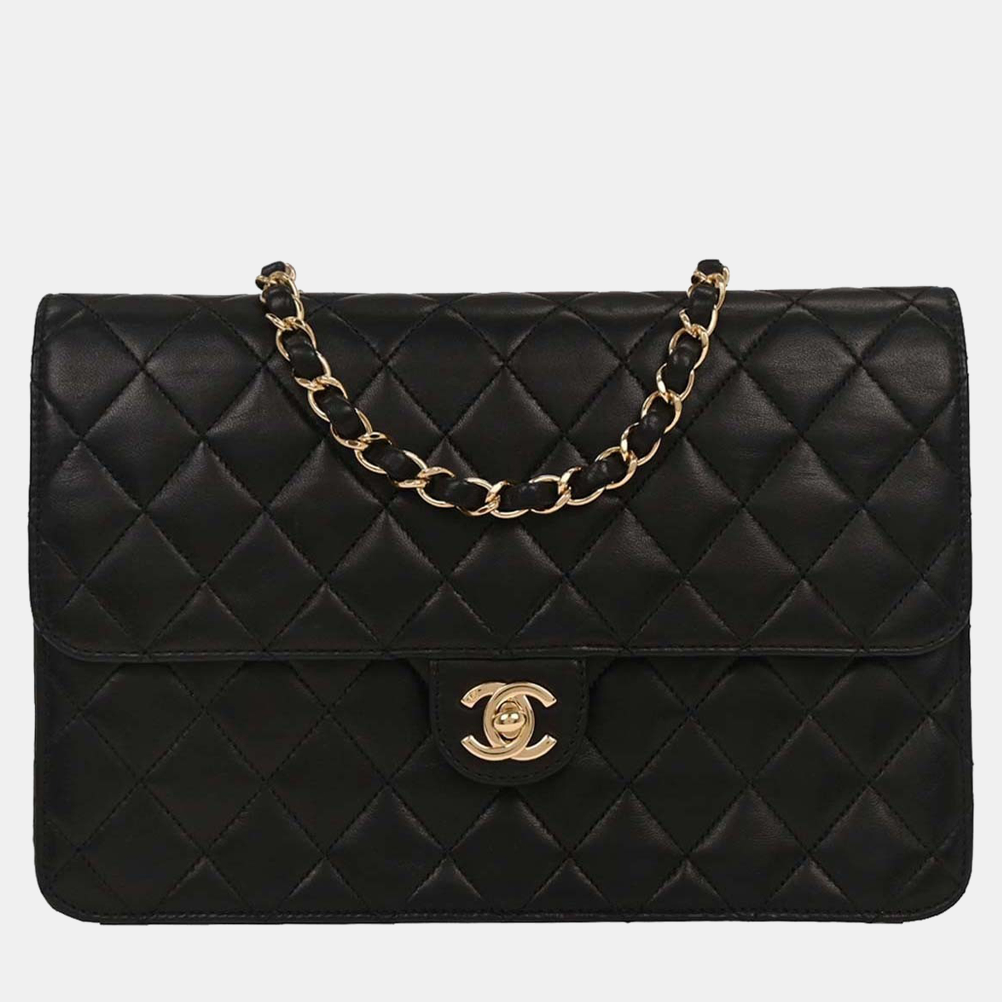 

Chanel Black Lambskin Turnlock Medium Half Flap Shoulder Bag