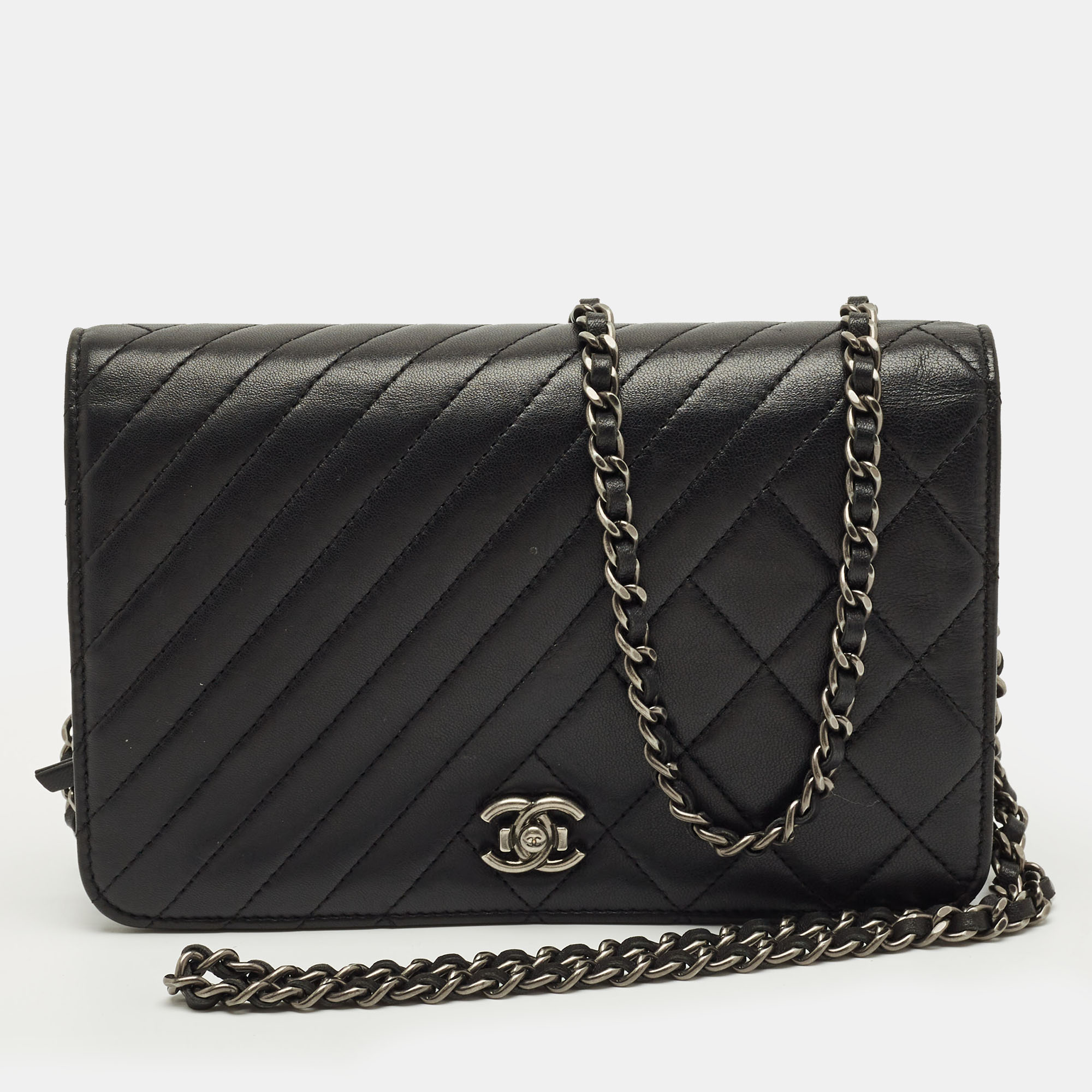 

Chanel Black Quilted Leather Coco Boy Wallet on Chain