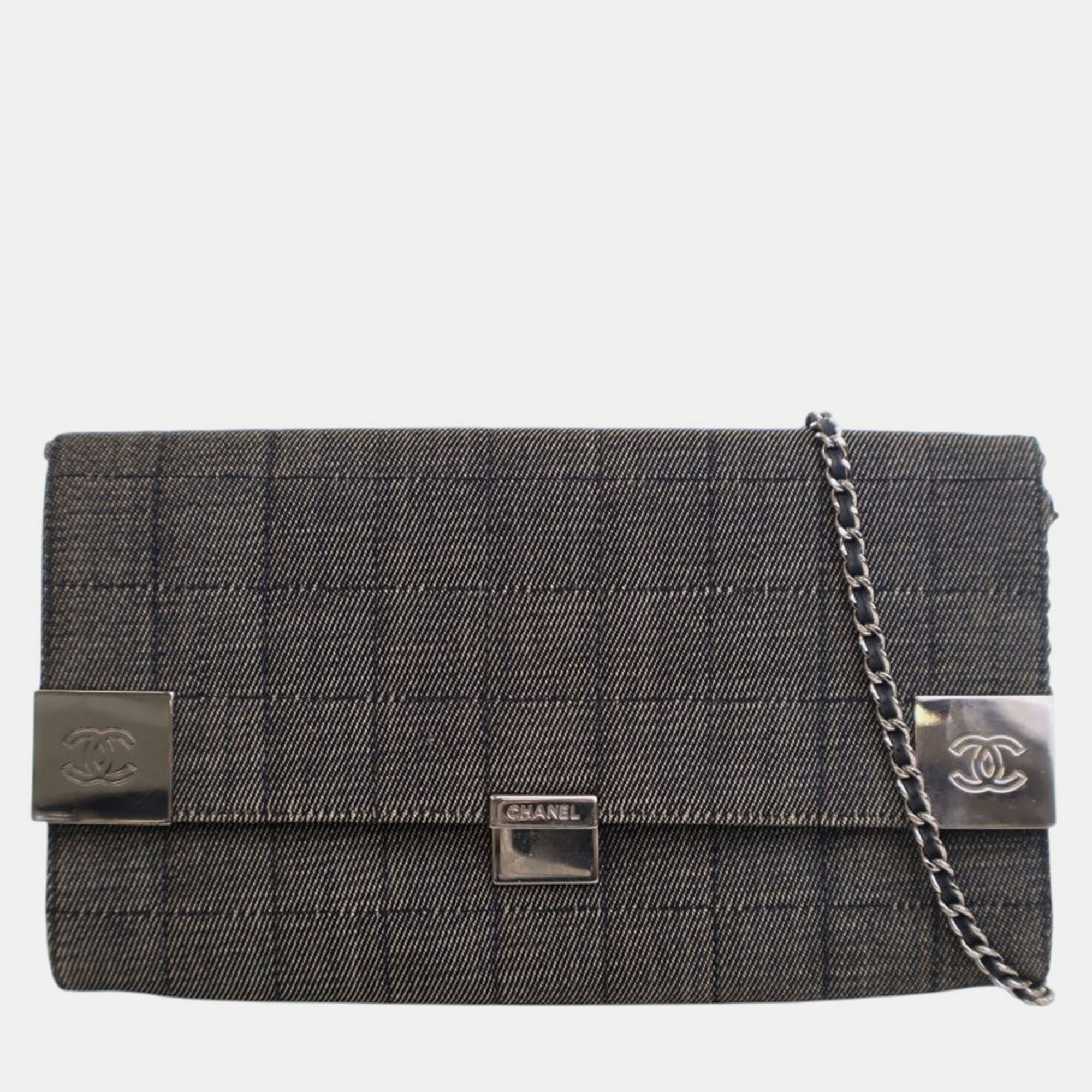 

Chanel Grey CC Choco Bar Denim Chain Flap