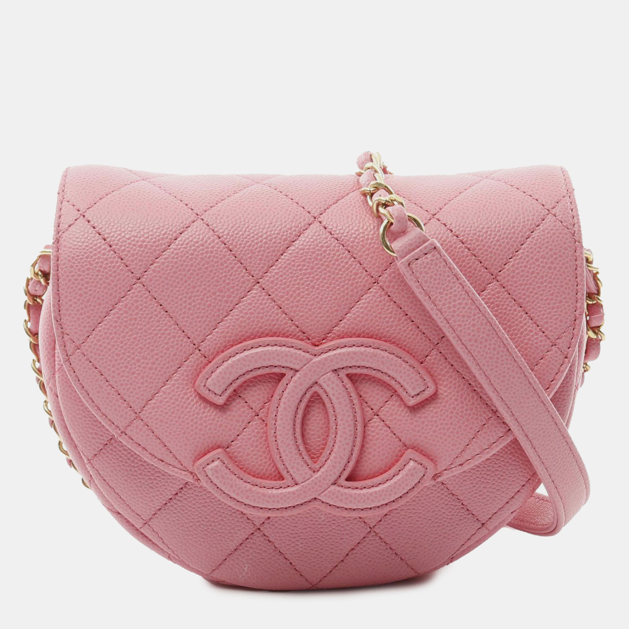 

Chanel Pink Mini Quilted Caviar CC Messenger Flap
