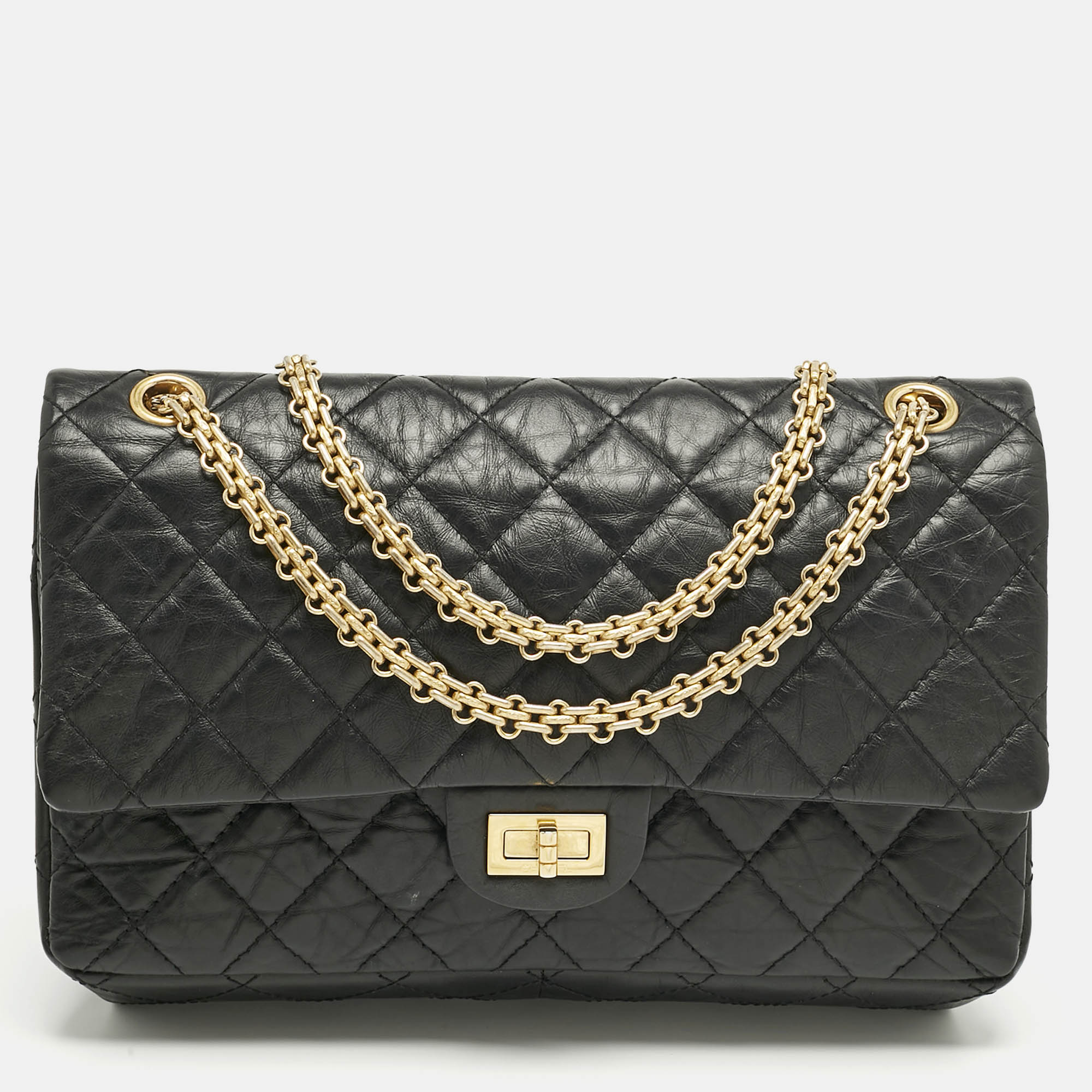 

Chanel Black Quilted Aged Leather Classic 226 Reissue 2.55 Flap Bag