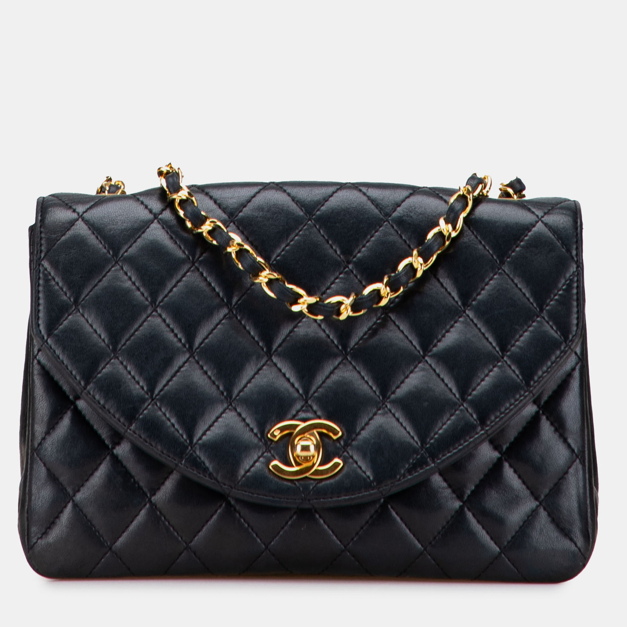

Chanel Black Quilted Lambskin Half Moon Single Flap