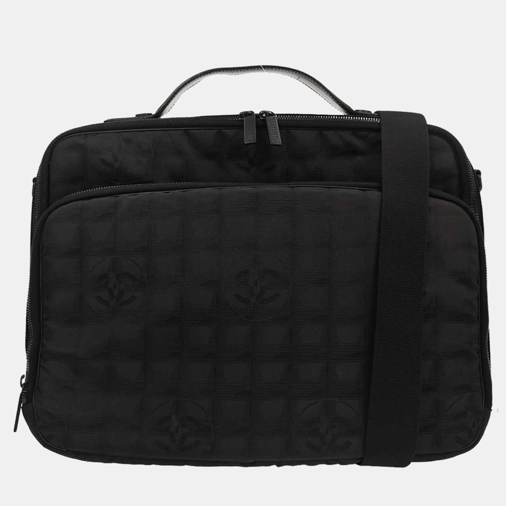 

Chanel Black Jacquard Nylon Travel Line 2way Business Bag