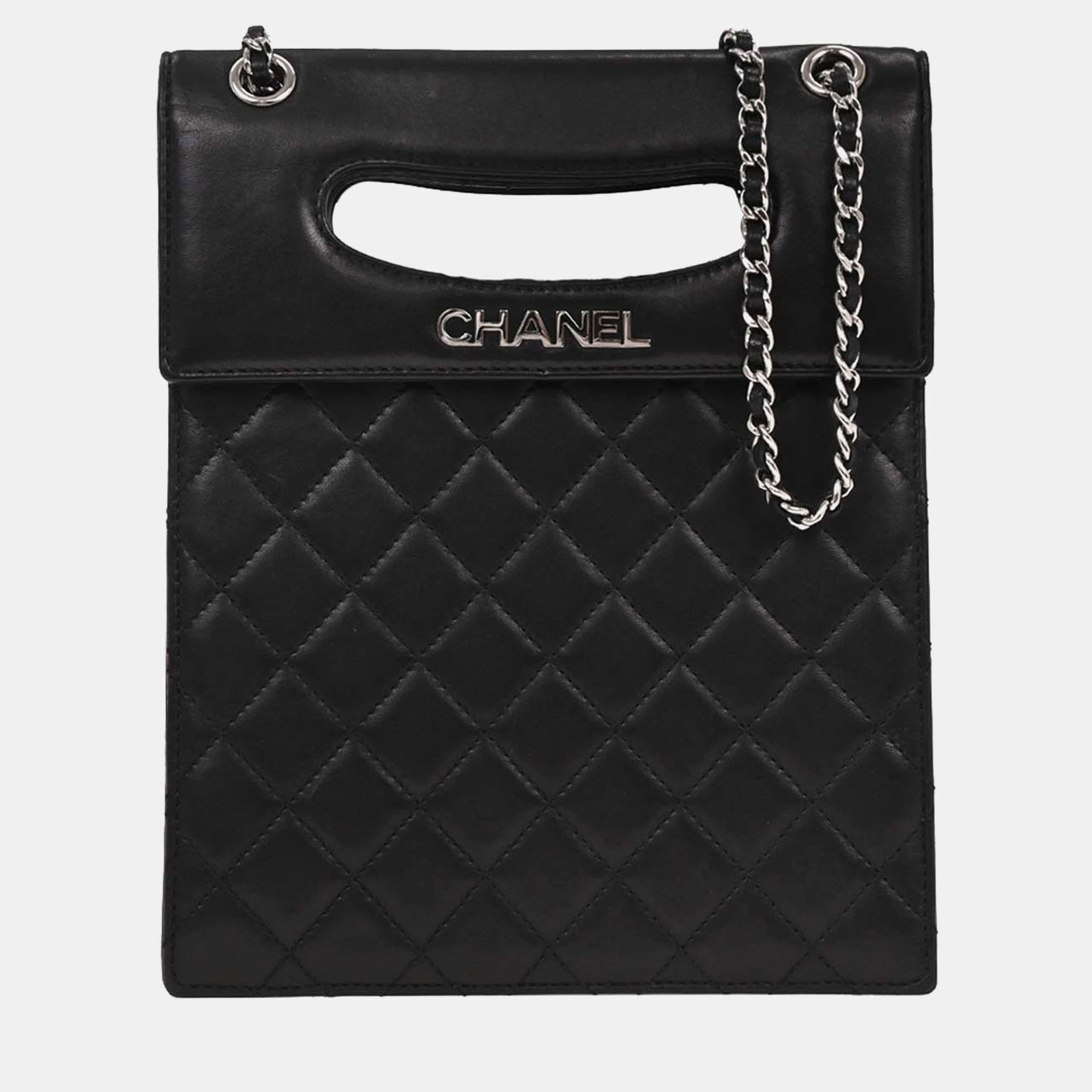 

Chanel Black Lambskin Delivery Cutout 2way Handbag