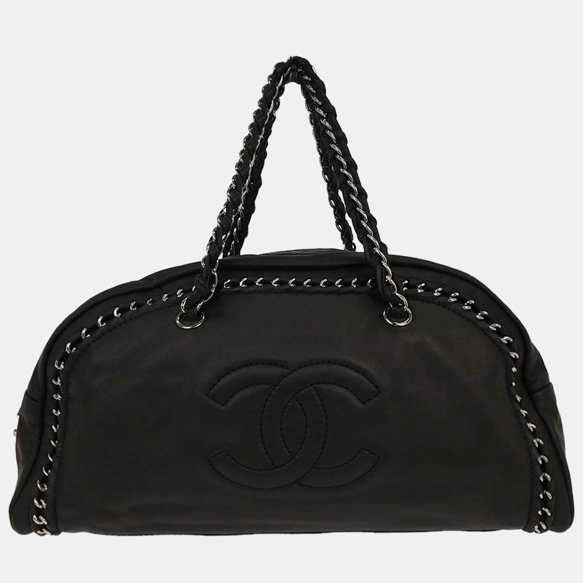 

Chanel Black Calfskin Luxury Line Bowling Bag