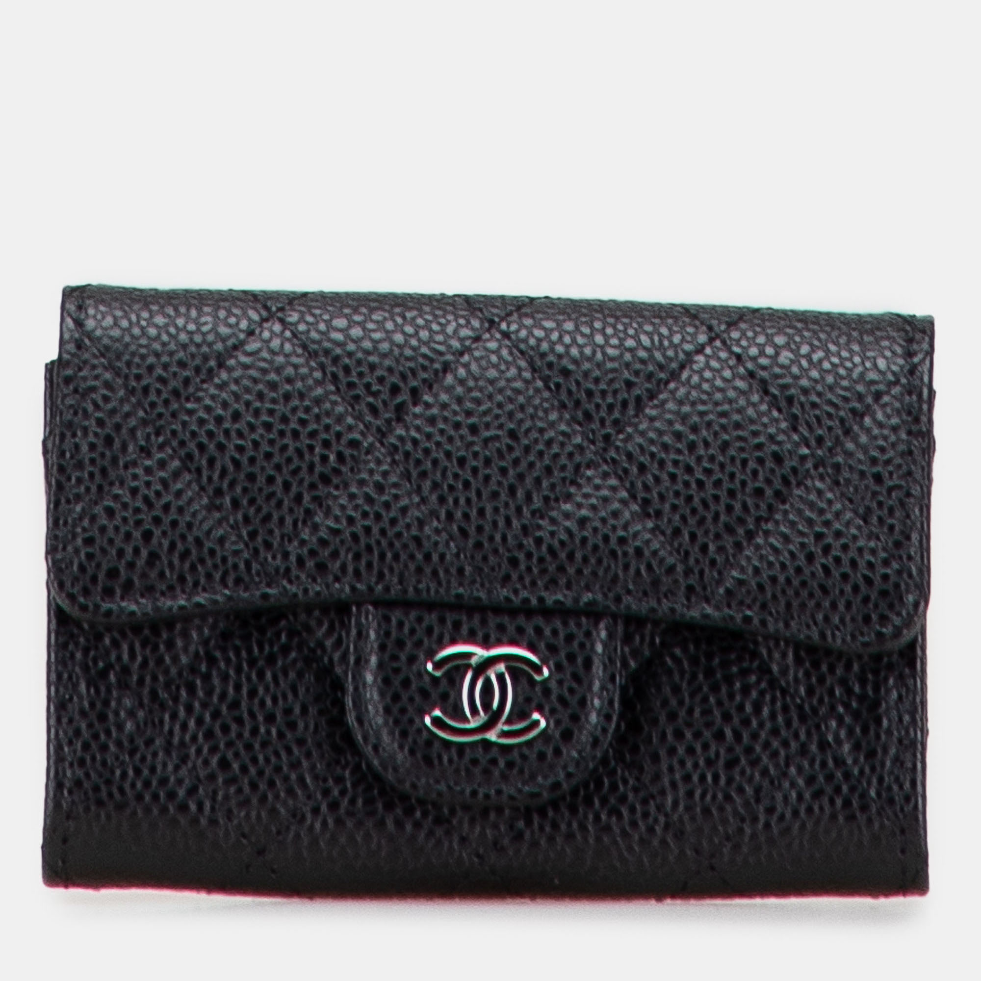 

Chanel CC Quilted Caviar Flap Card Holder Wallet, Black