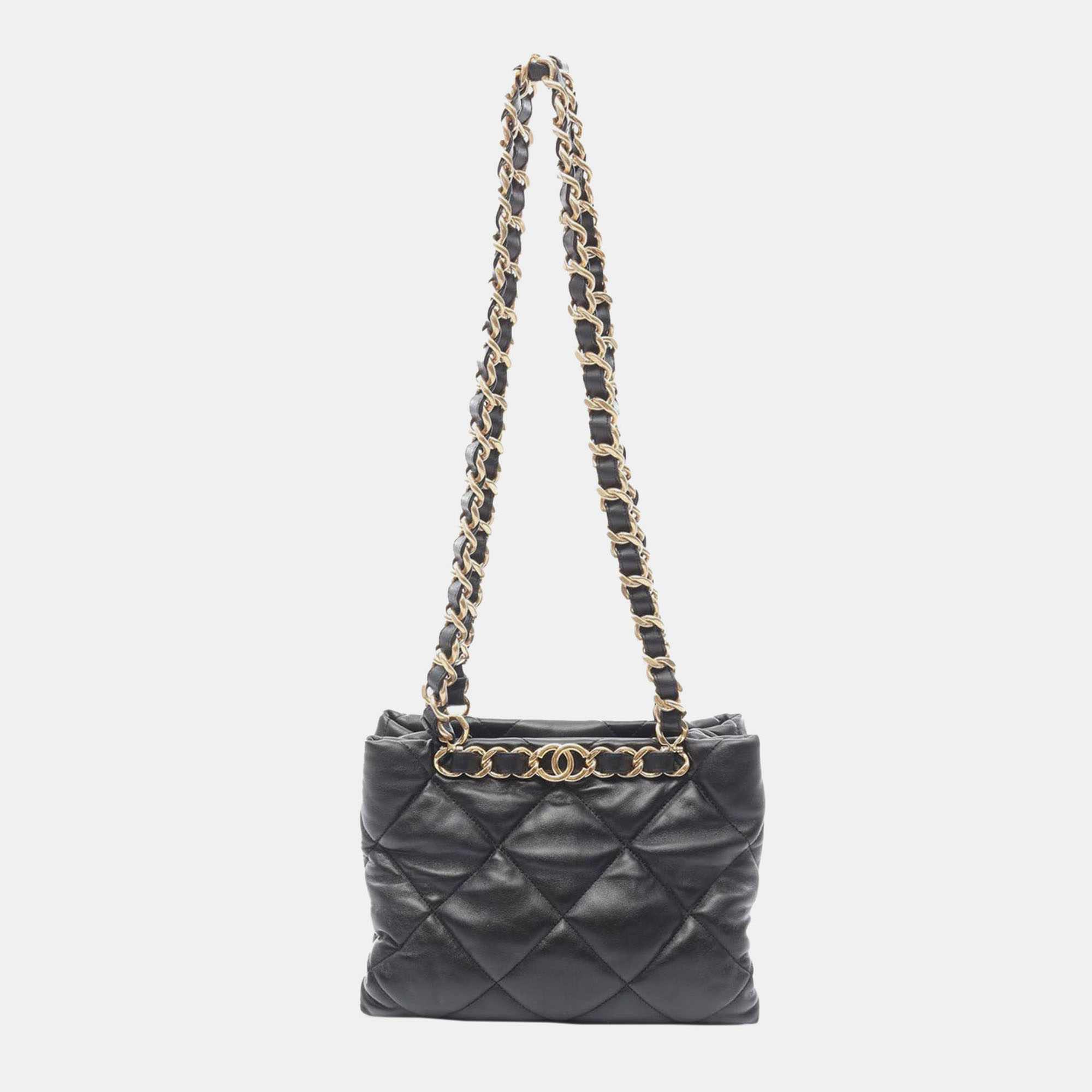 

Chanel Black CC Quilted Lambskin Chain Shopping Bag