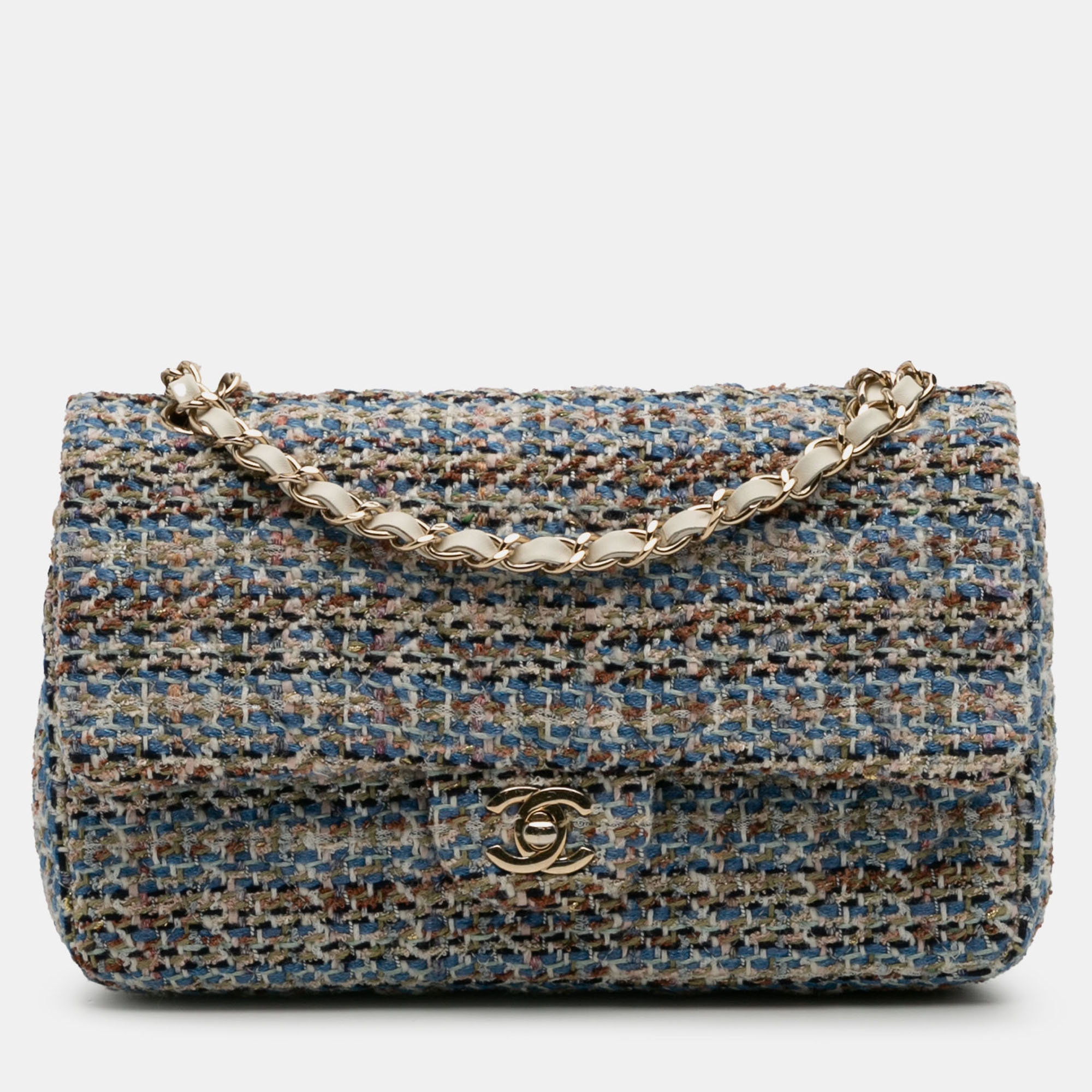 Pre-owned Chanel Multicolor Medium Classic Multicolor Tweed Double Flap