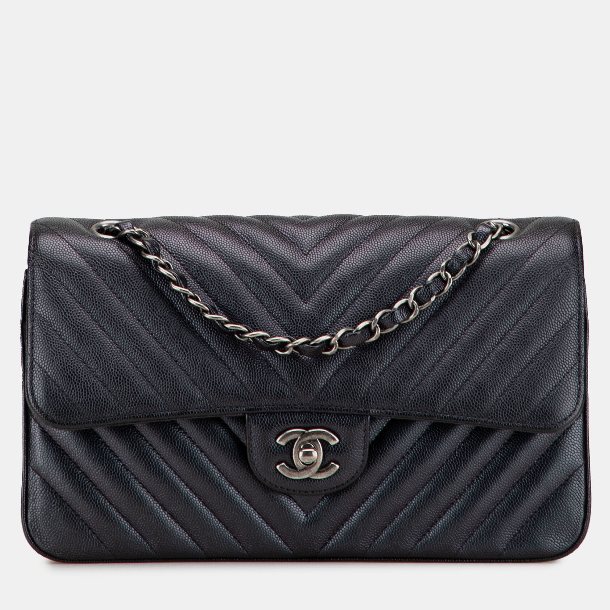 

Chanel Medium Classic Chevron Caviar Double Flap, Black