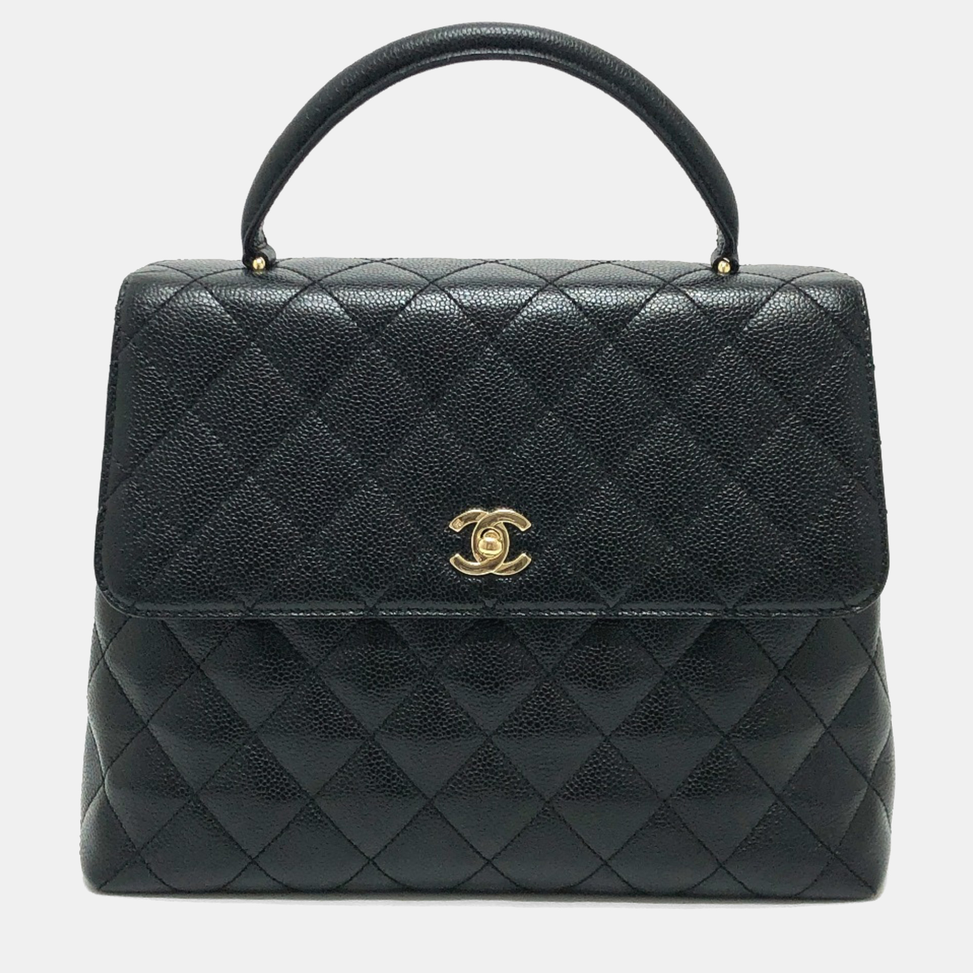 

Chanel Coco Mark Cc Matelasse Quilted Tote Bag In Caviar Leather Black