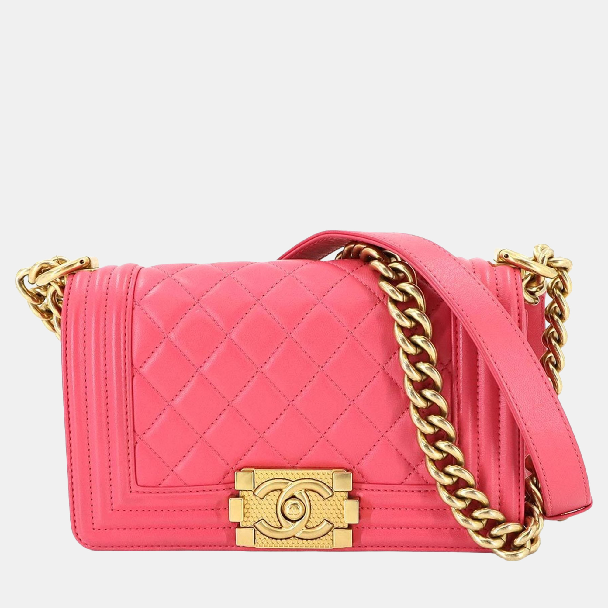 

Chanel Boy Chanel Small Chain Shoulder Bag In Pink Lambskin