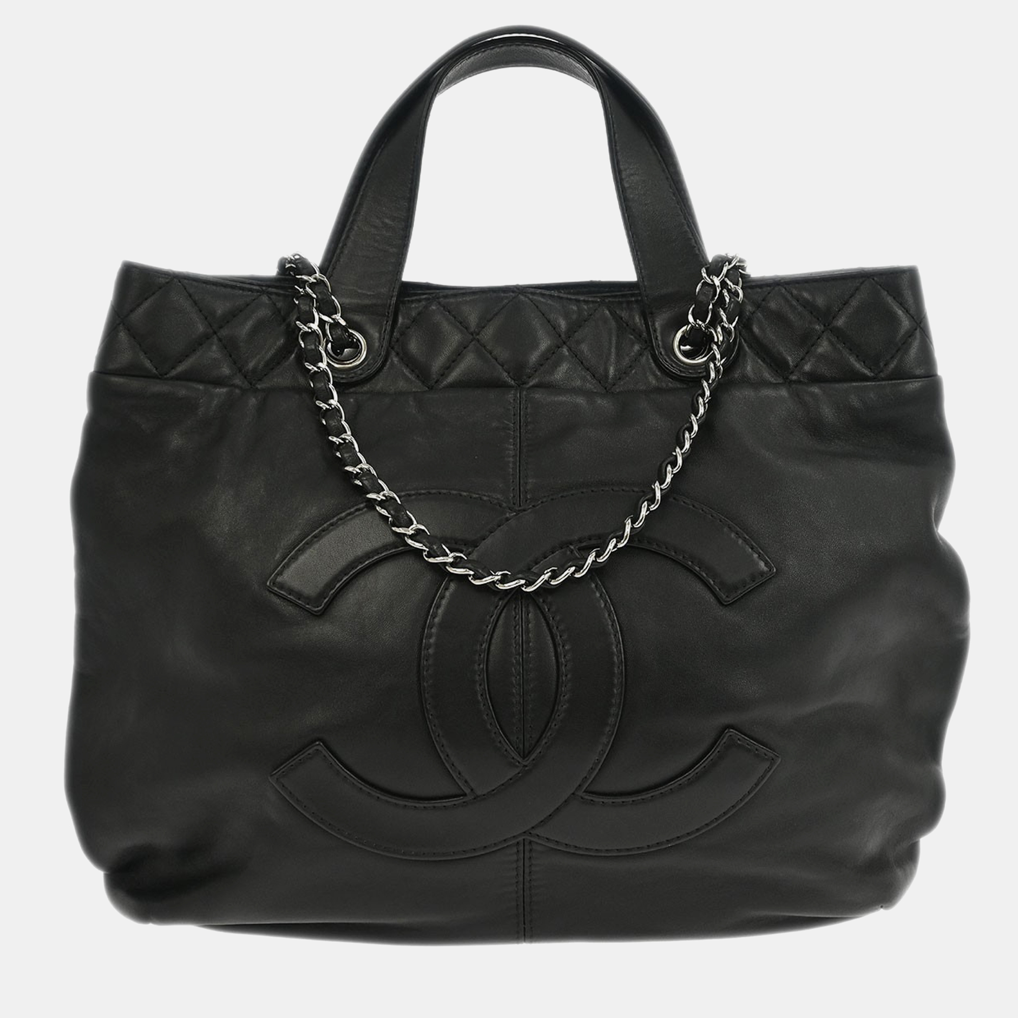 

Chanel Black Calfskin Trianon Tote 2way Handbag