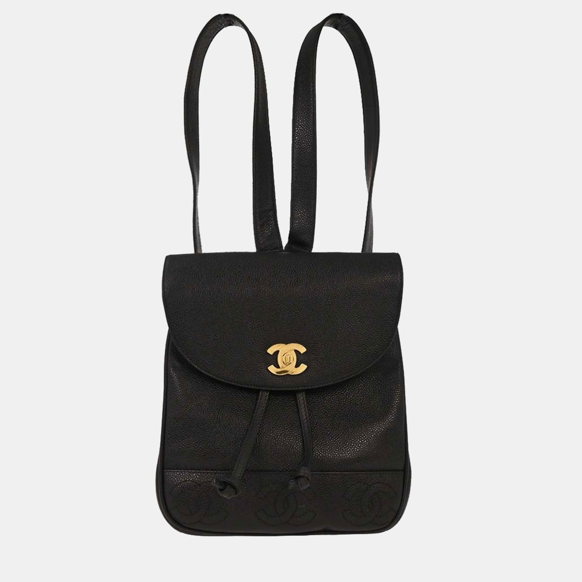 

Chanel Black Calfskin Triple CC Backpack