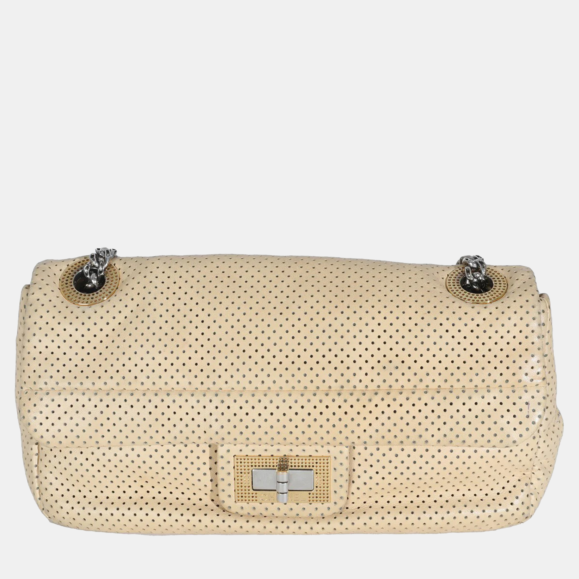 

Chanel Beige Perforated Lambskin Drill Flap Bag