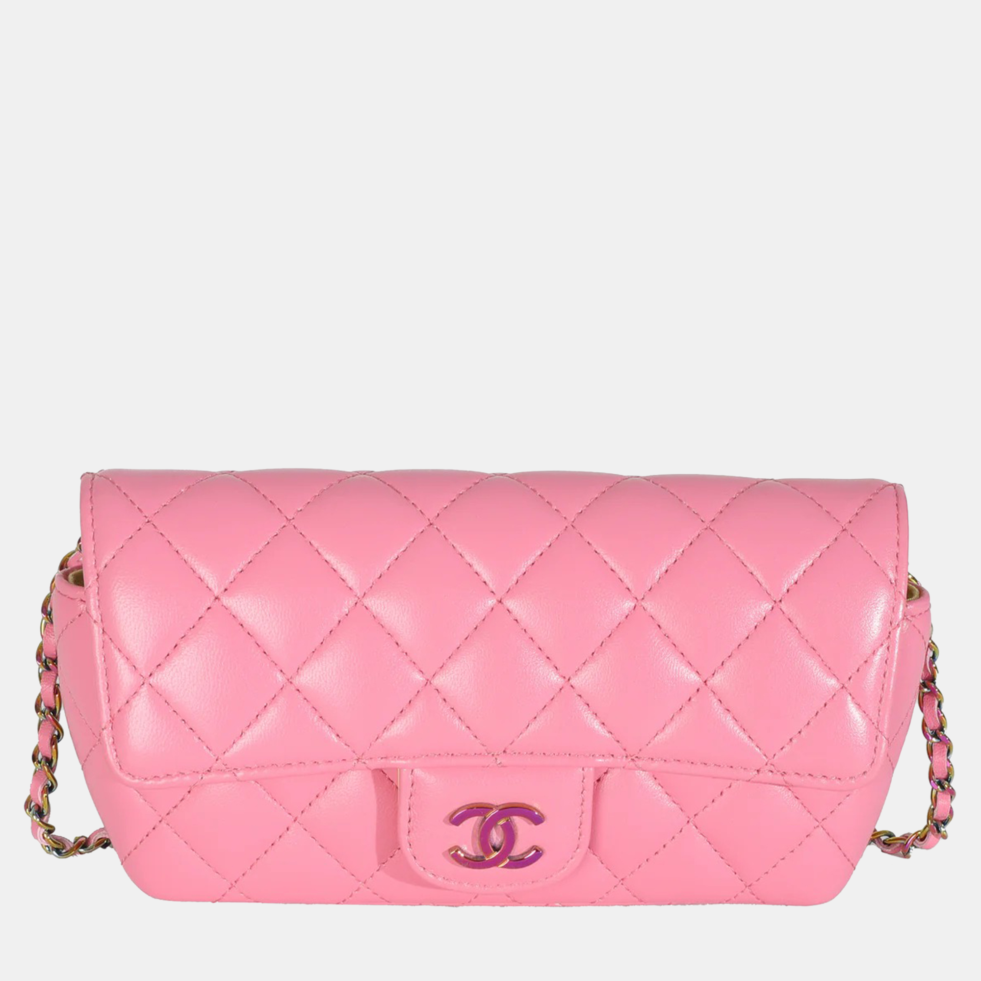 

Chanel Pink Quilted Lambskin Sunglasses Case On Chain