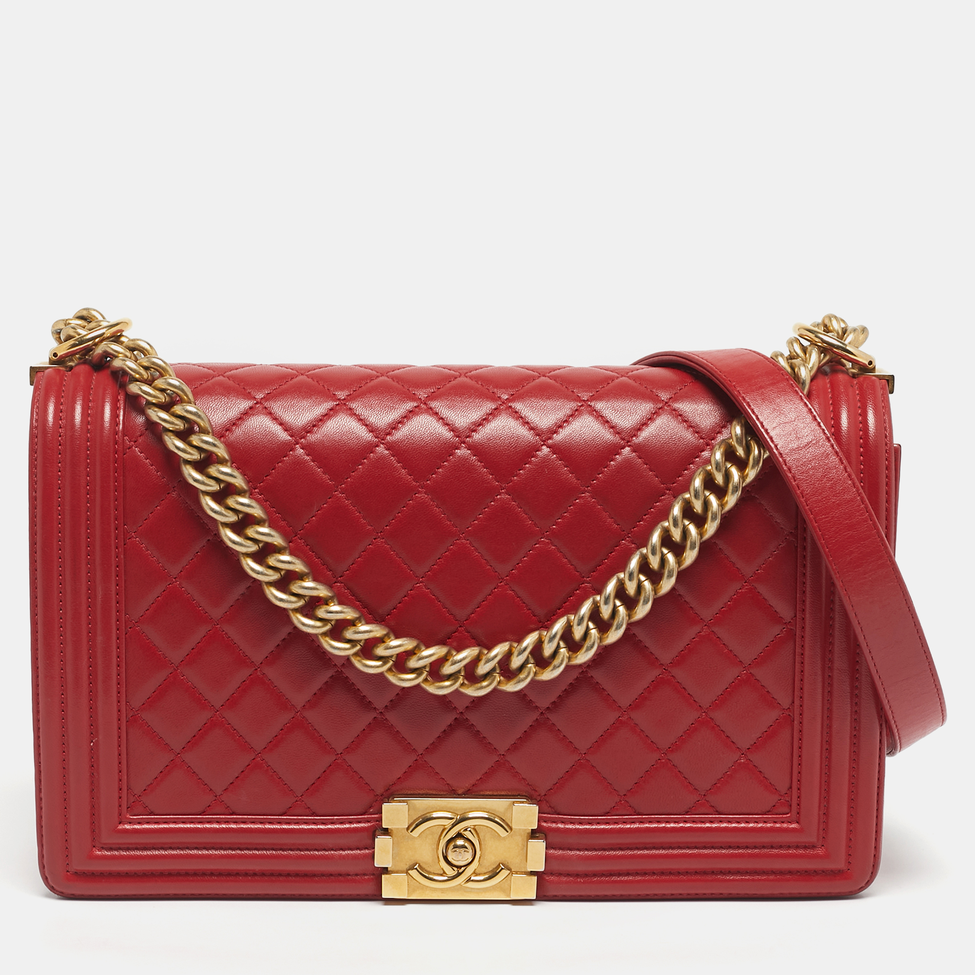 

Chanel Red Quilted Leather New  Boy Flap Bag