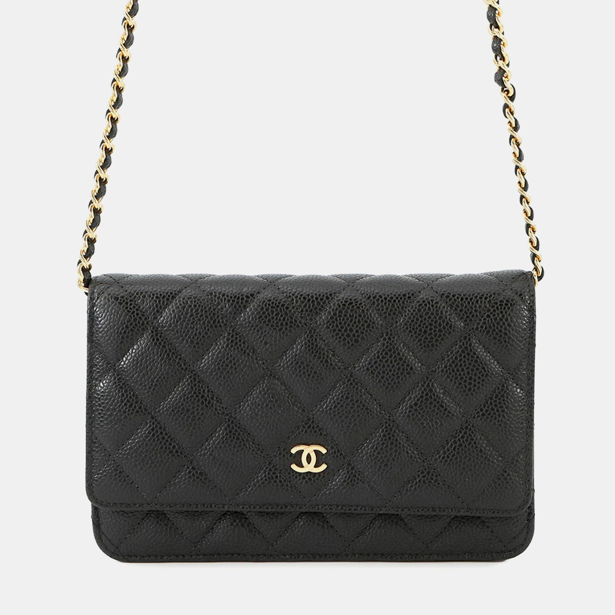 

Chanel Matelasse Chain Wallet Black Caviar Leather