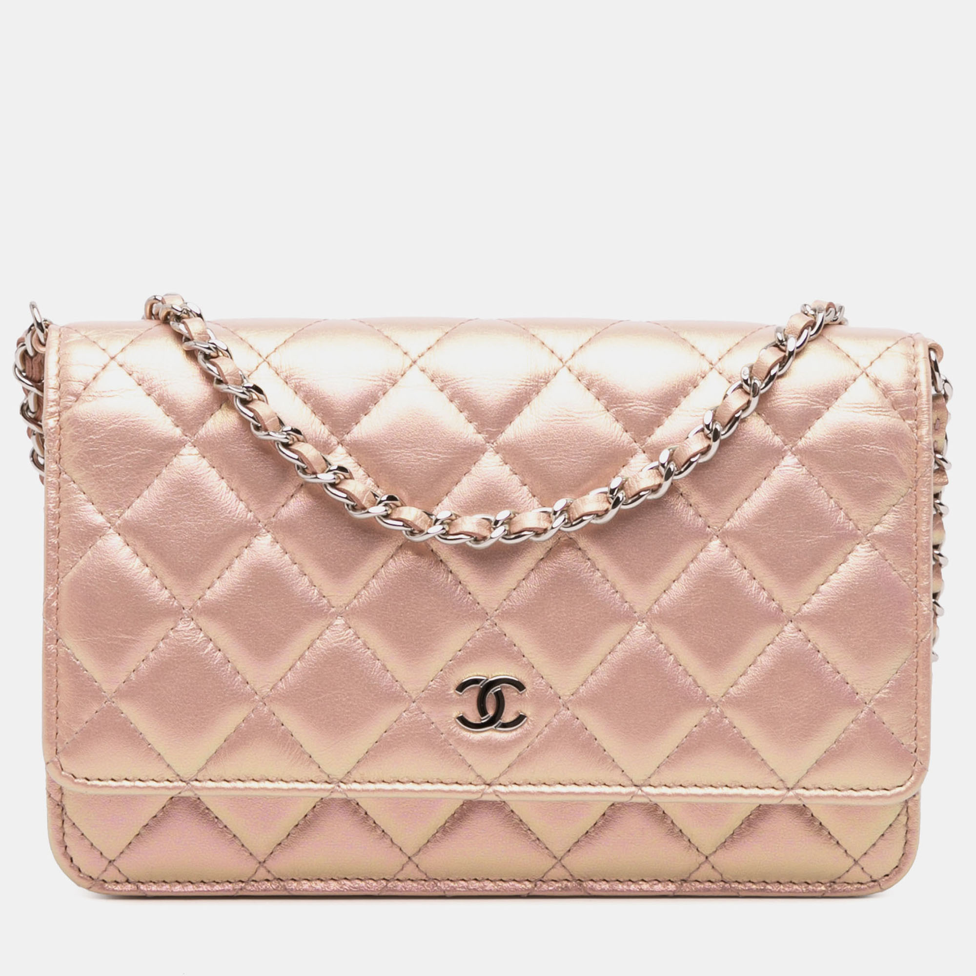 

Chanel Pink Quilted Iridescent Lambskin Wallet on Chain