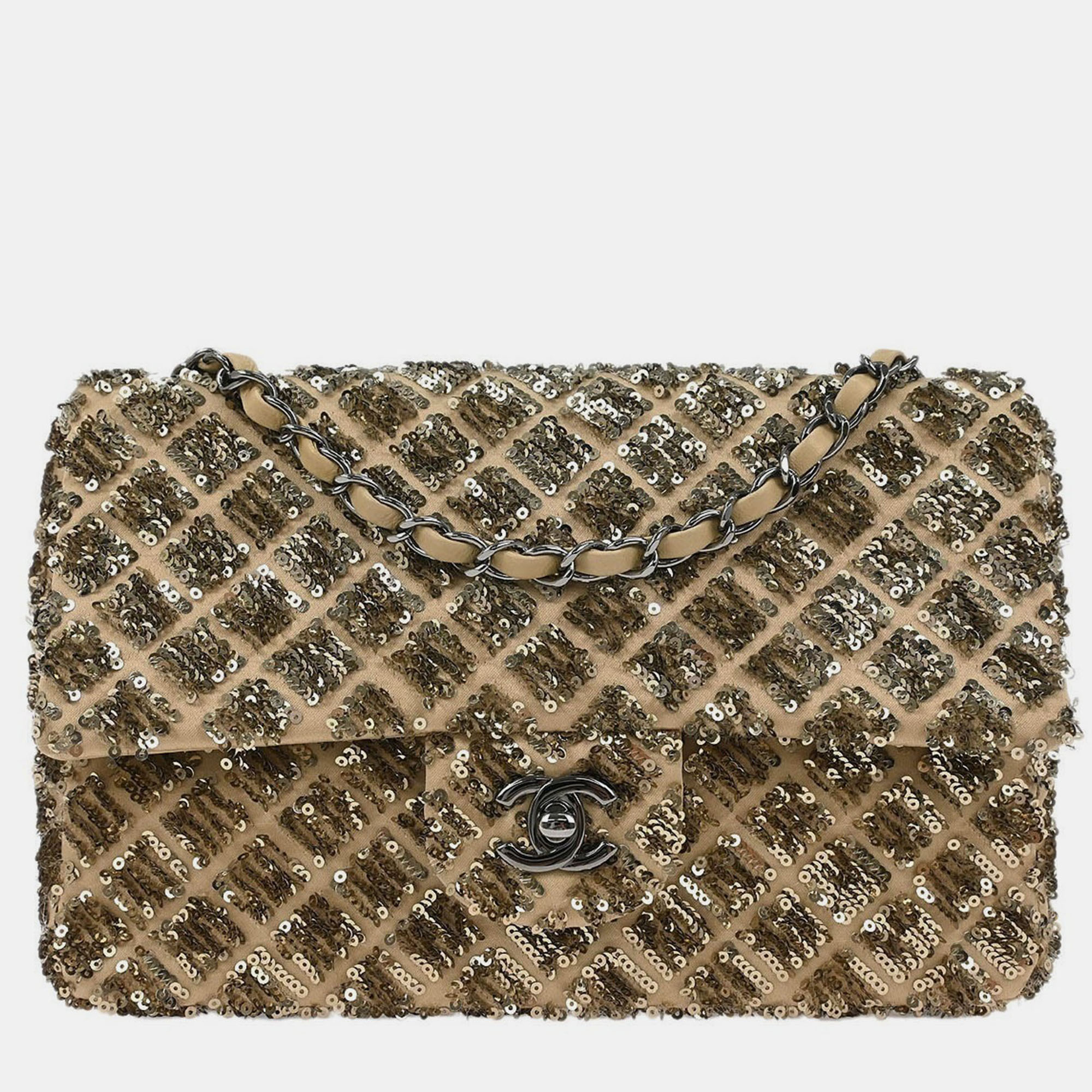 

Chanel Beige Satin Sequins Shoulder Bag