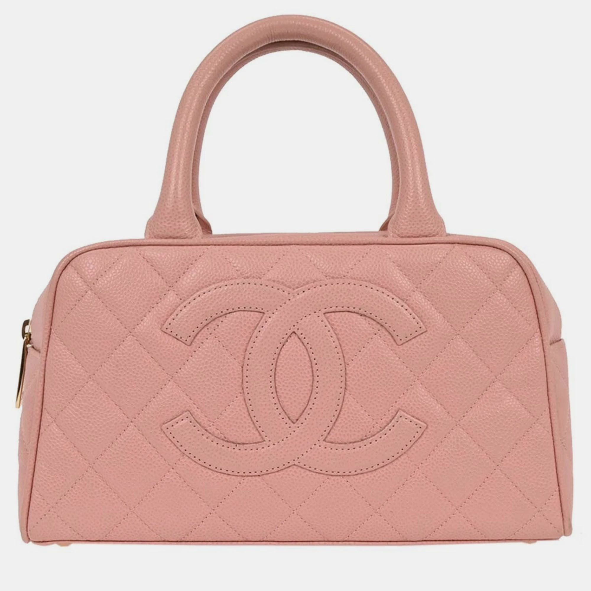 

Chanel Pink Calfskin Bowling Bag 27