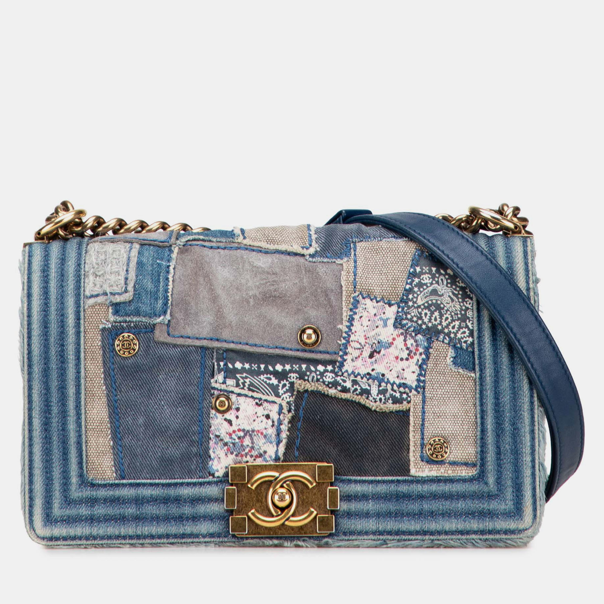 

Chanel Blue Old Medium Denim Patchwork Boy Bag