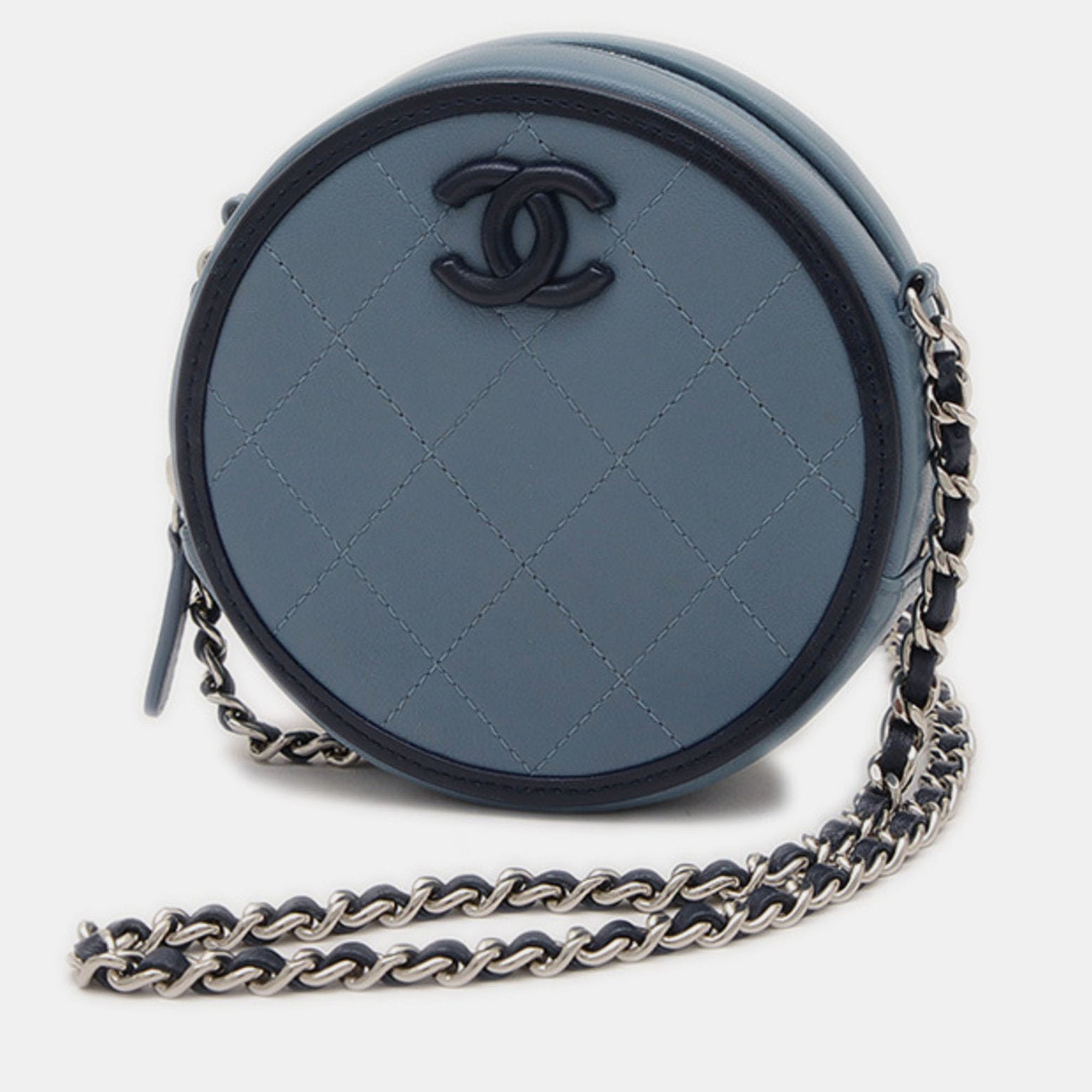 

Chanel Round CC Blue Leather Shoulder Bag