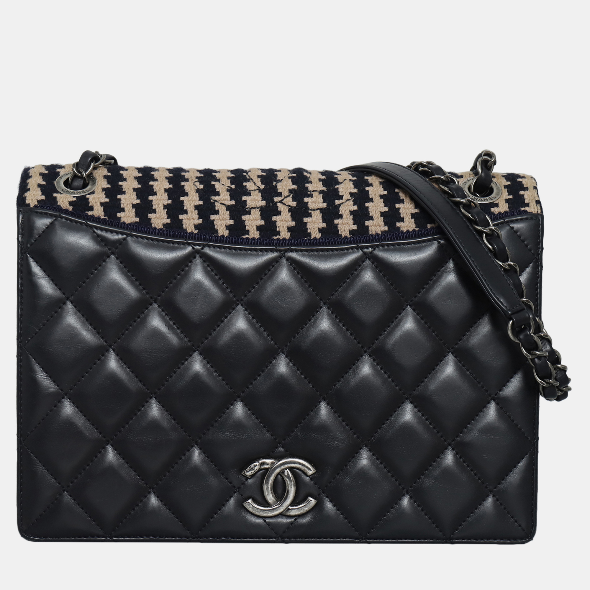 

Chanel Quilted Ballerine Tweed Flap Bag, Black