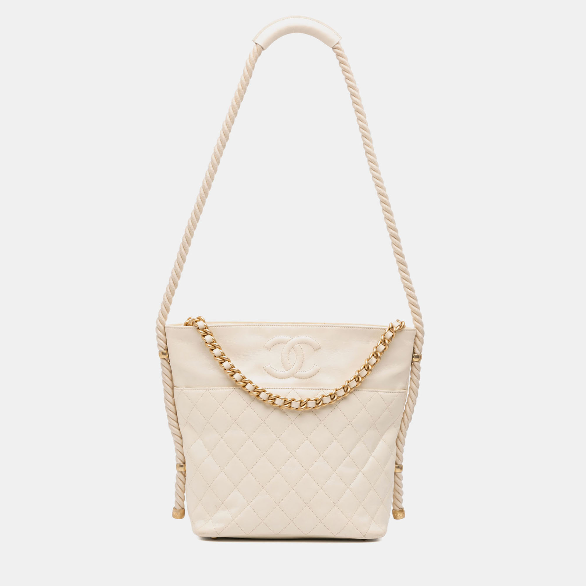 

Chanel White Crumpled Calfskin En Vogue Rope Satchel