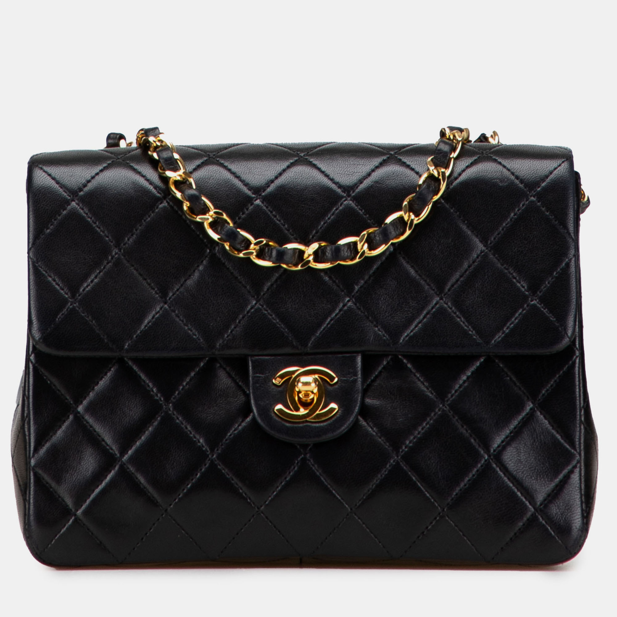 

Chanel Black Small Square Quilted Lambskin Flap